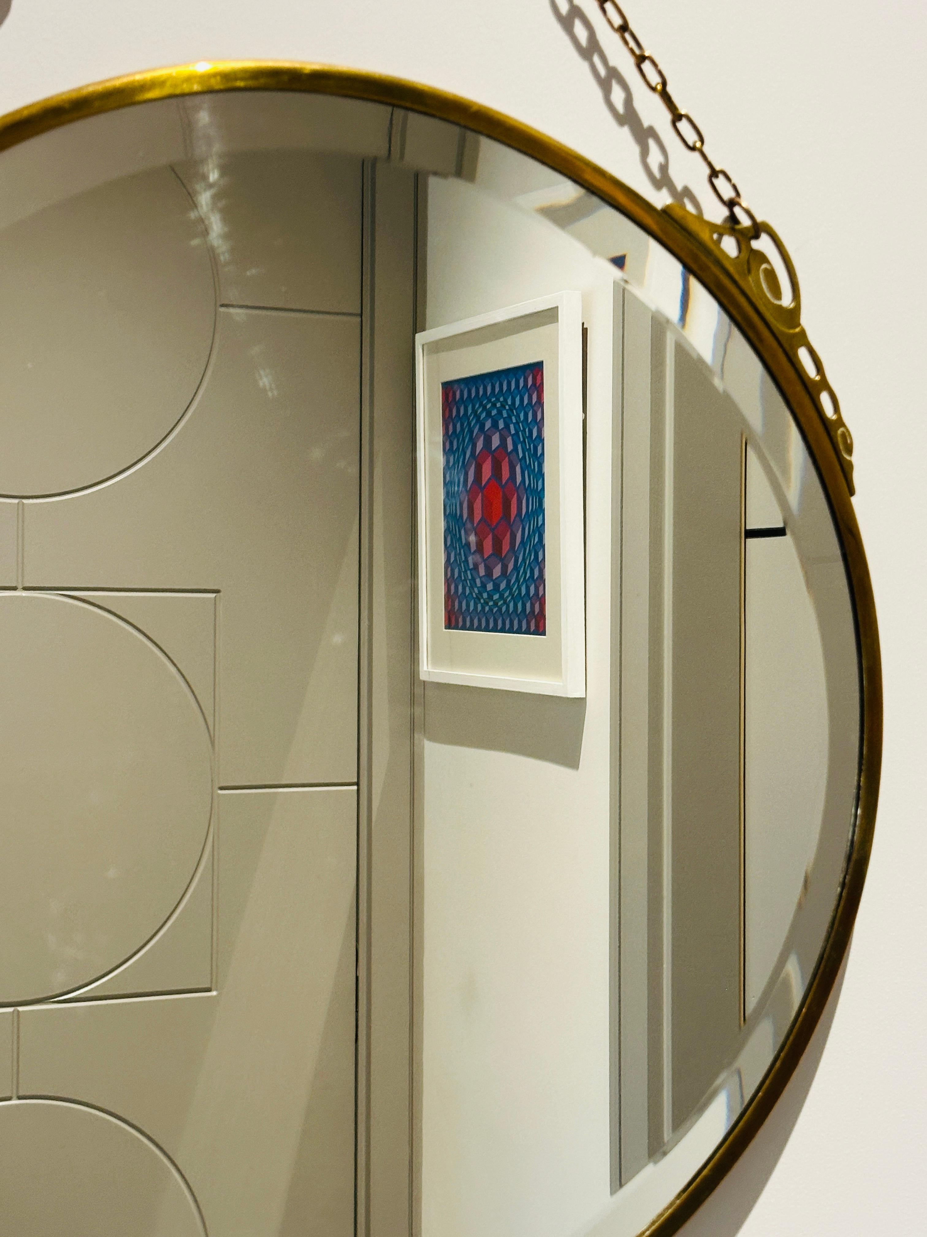 Miroir Art Nouveau Arts & Crafts Style Verre Biseauté Laiton Rose Or en vente 9