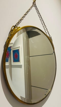 Art Nouveau Arts & Crafts Style Bevelled Glass Rose Gold Brass Wall Mirror