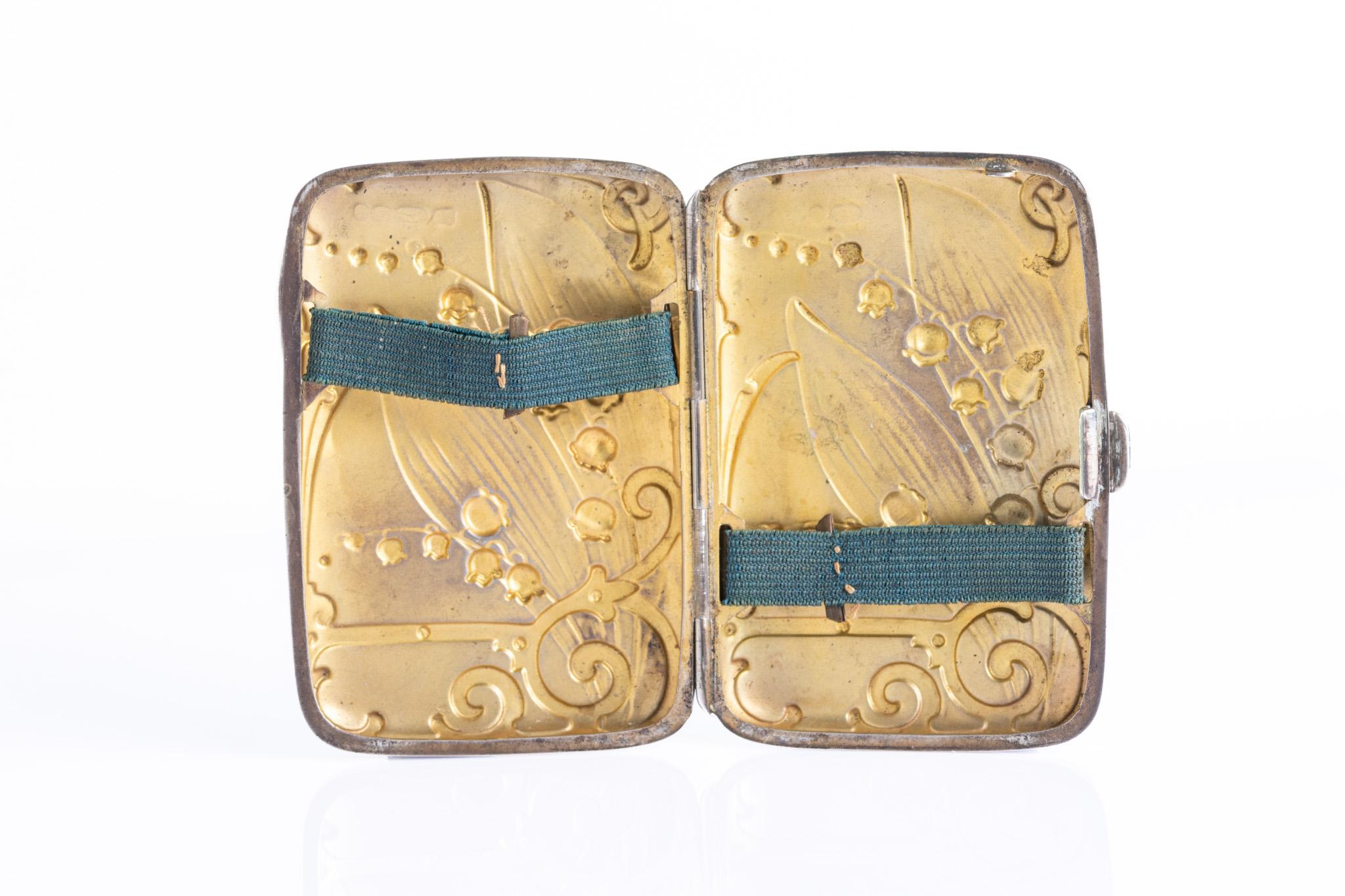 Art Nouveau Attribué à Charles Murat Etui à Cigarettes en Argent Sterling en vente 2
