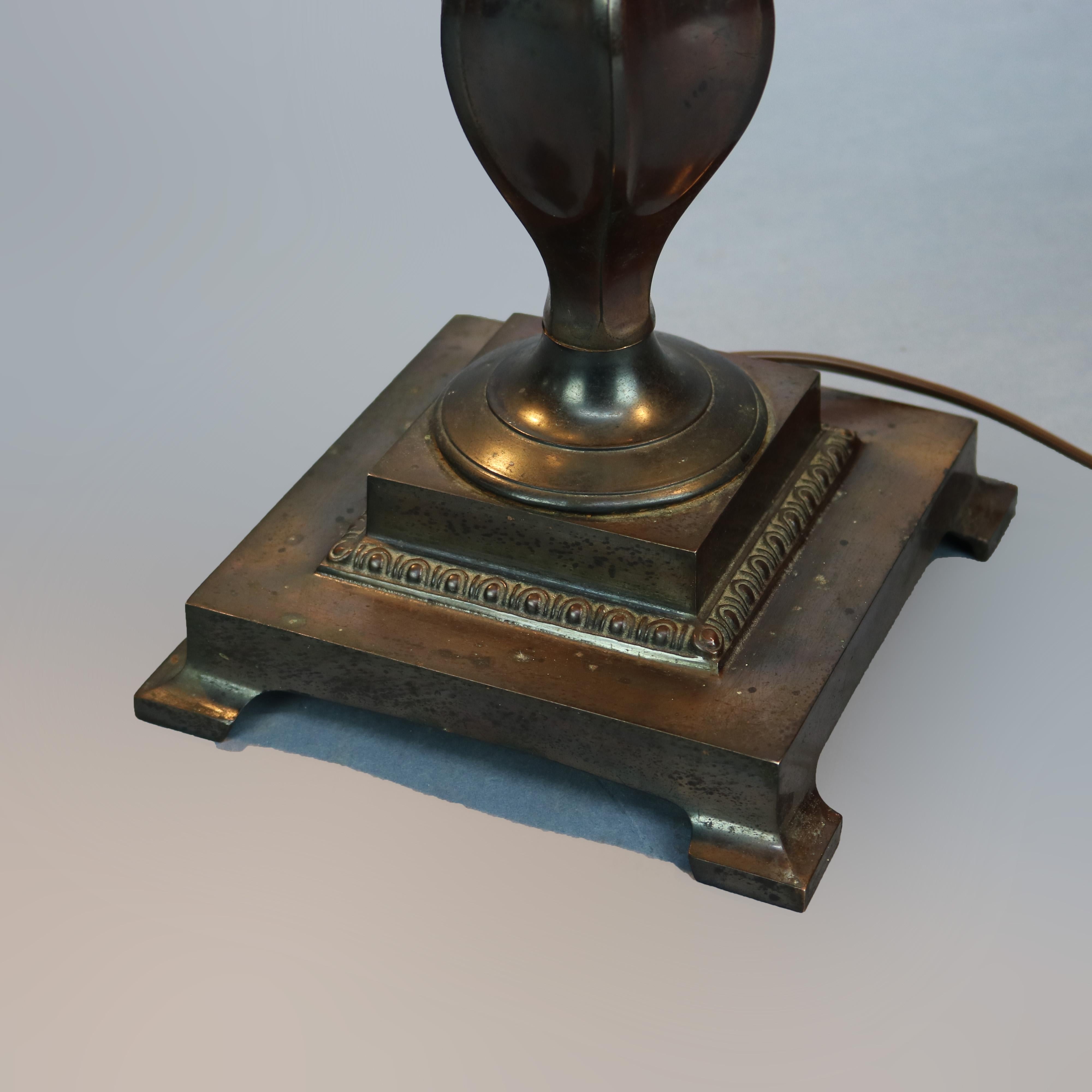 Art Nouveau Austrian Bronzed Metal & Chunk Jeweled Glass Table Lamp, c1910 6