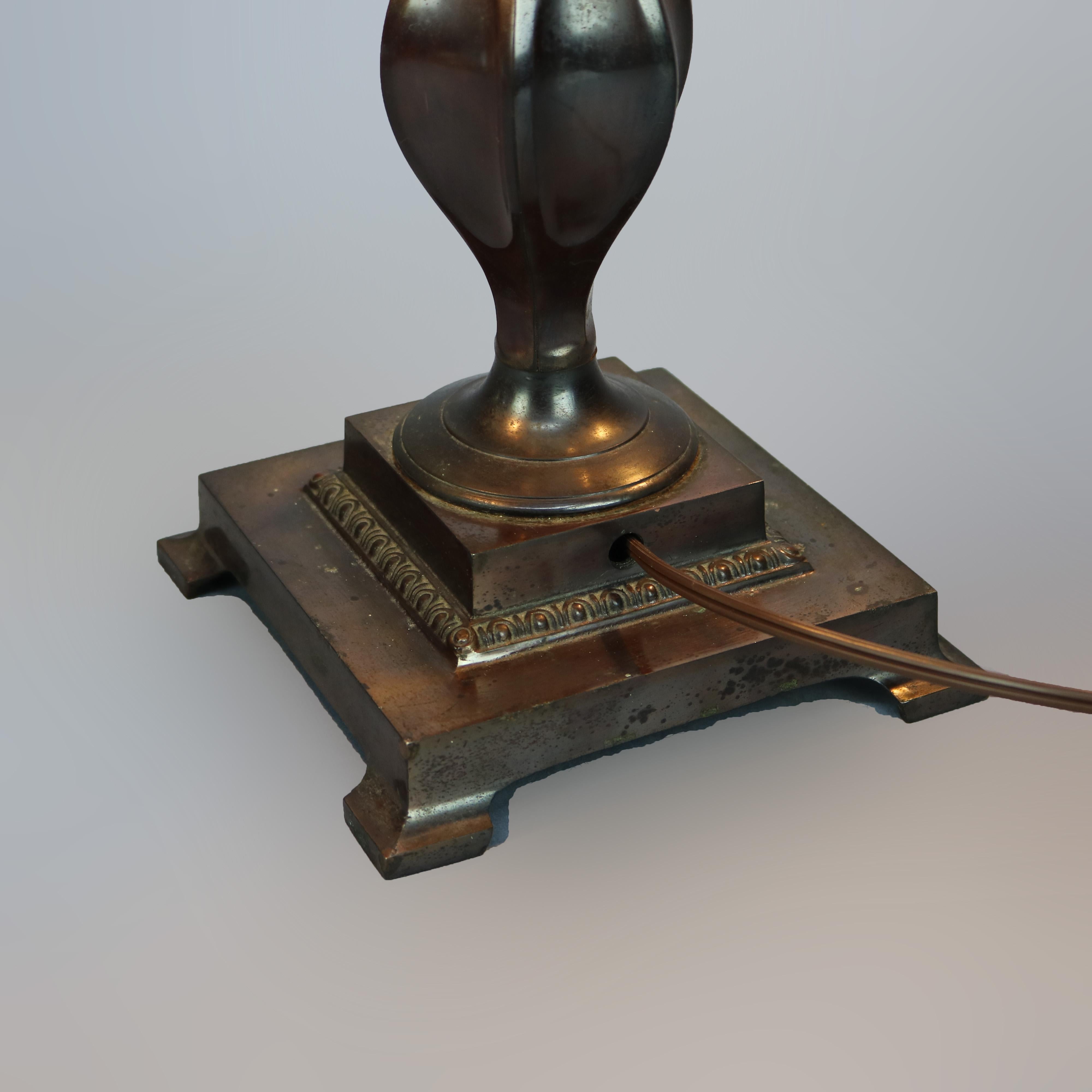 Art Nouveau Austrian Bronzed Metal & Chunk Jeweled Glass Table Lamp, c1910 8