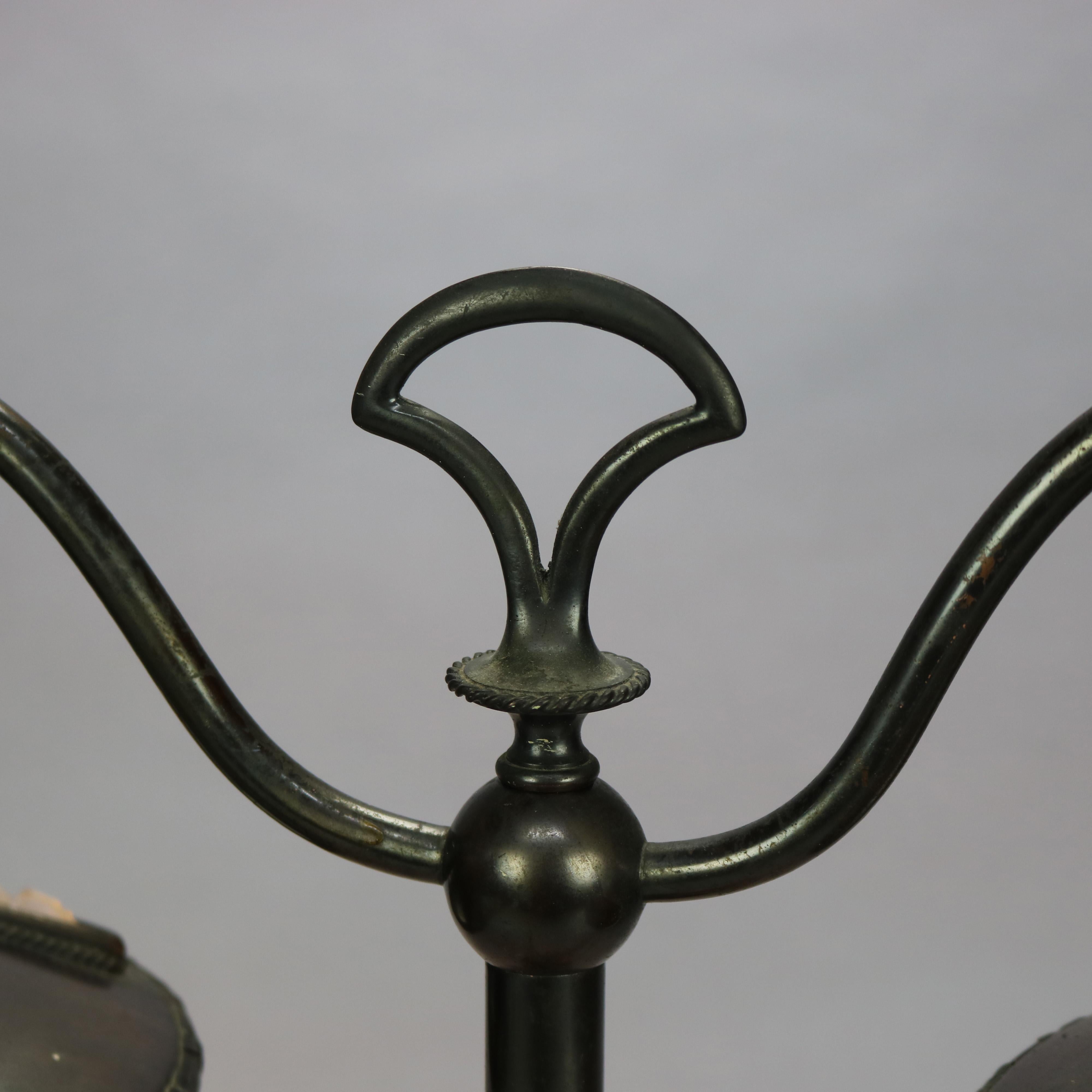 Art Nouveau Austrian Bronzed Metal & Chunk Jeweled Glass Table Lamp, c1910 9