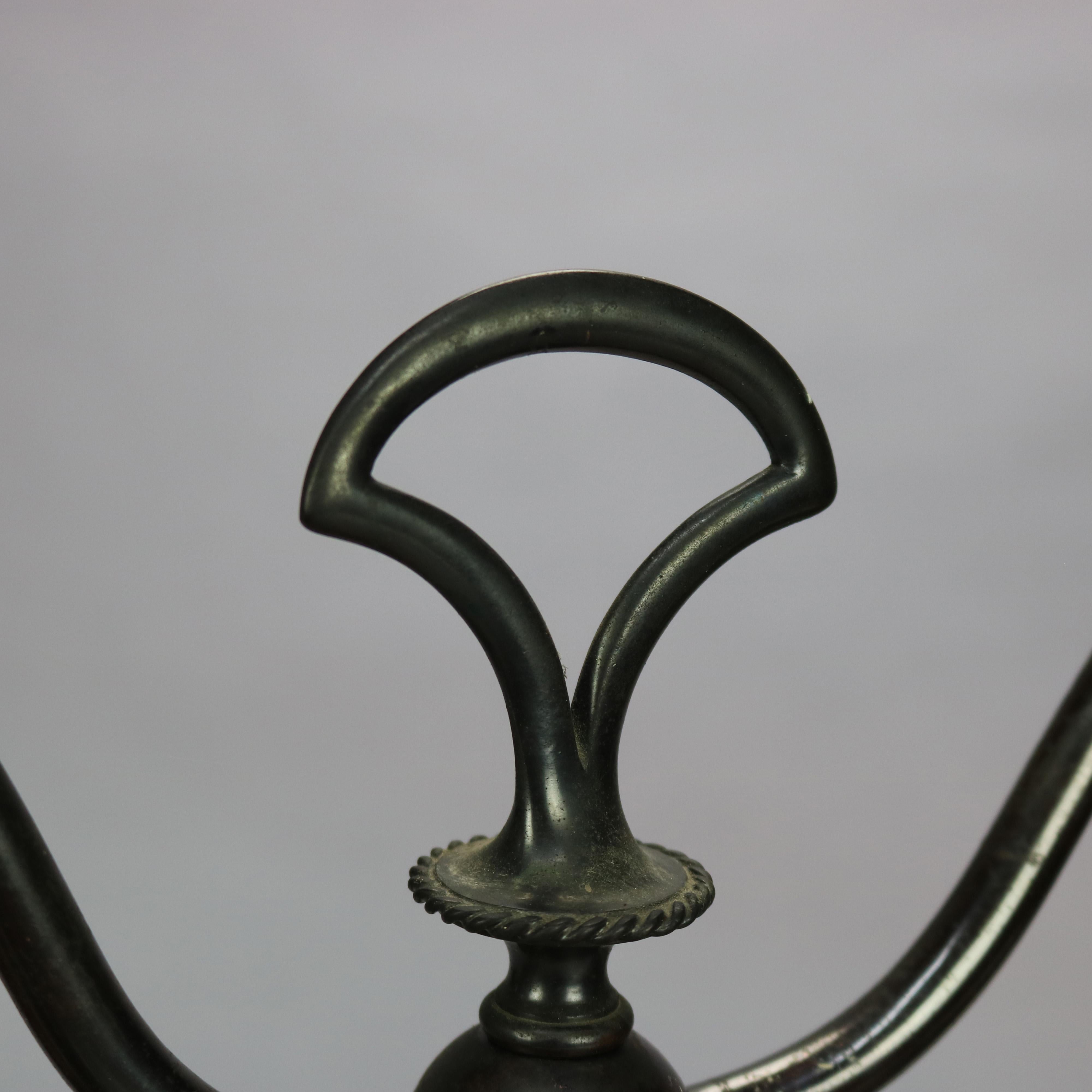 Art Nouveau Austrian Bronzed Metal & Chunk Jeweled Glass Table Lamp, c1910 10