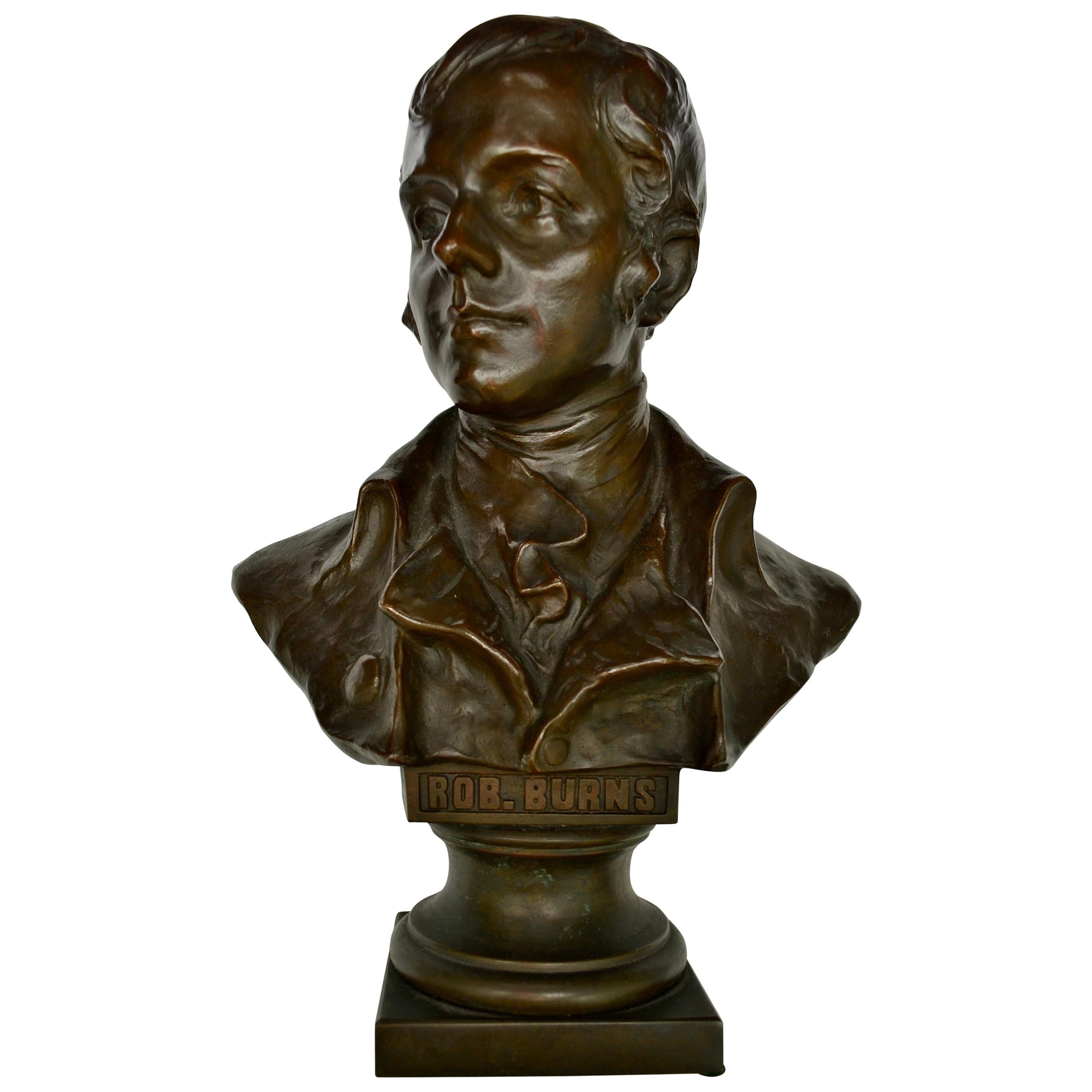 Art Nouveau Austrian Bust of Robert Burns signed Hans Muller
