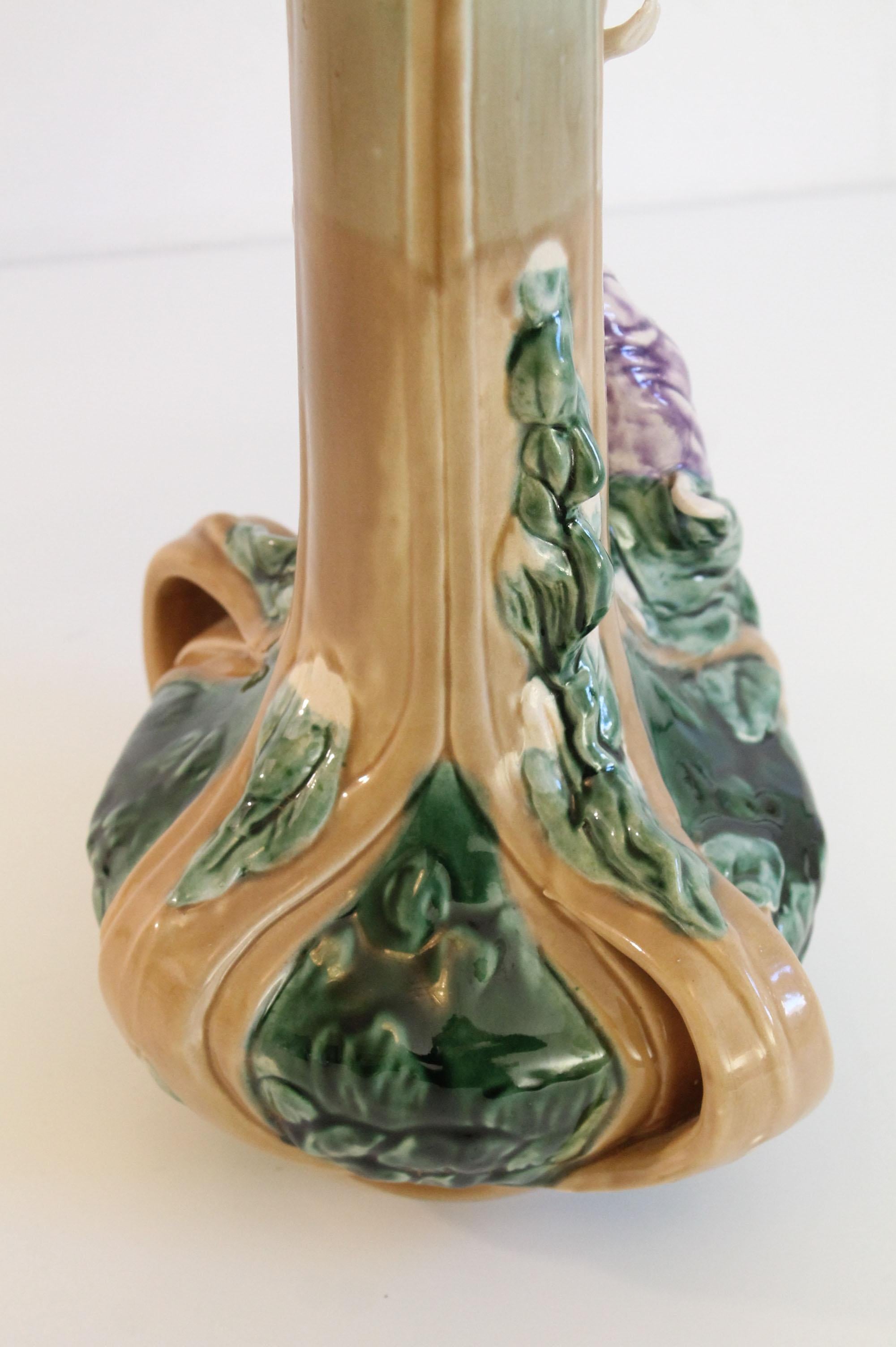 Art Nouveau Austrian Majolica 'ca.1900' Ceramic Vase Pristine For Sale 2