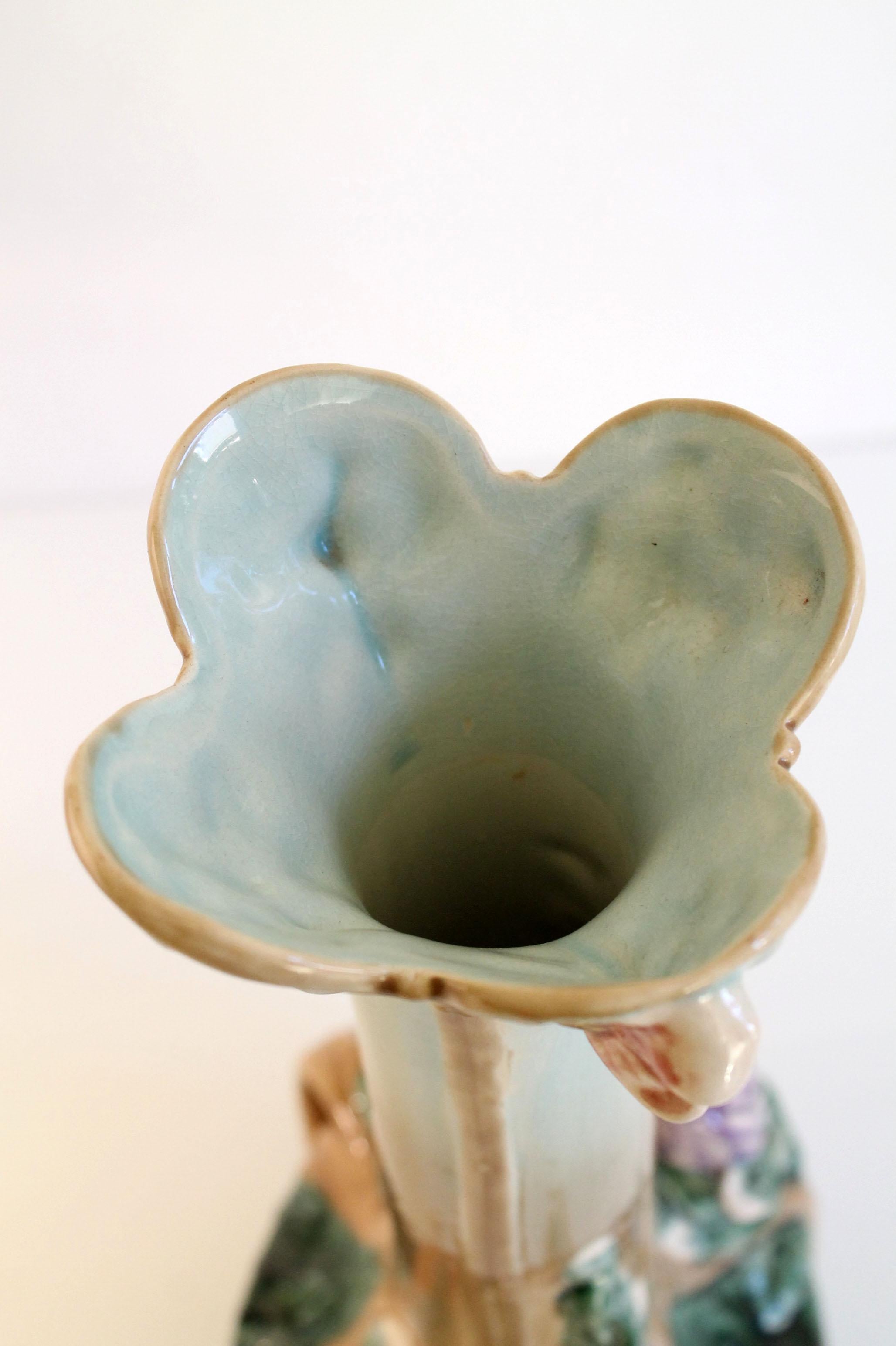 Art Nouveau Austrian Majolica 'ca.1900' Ceramic Vase Pristine For Sale 3