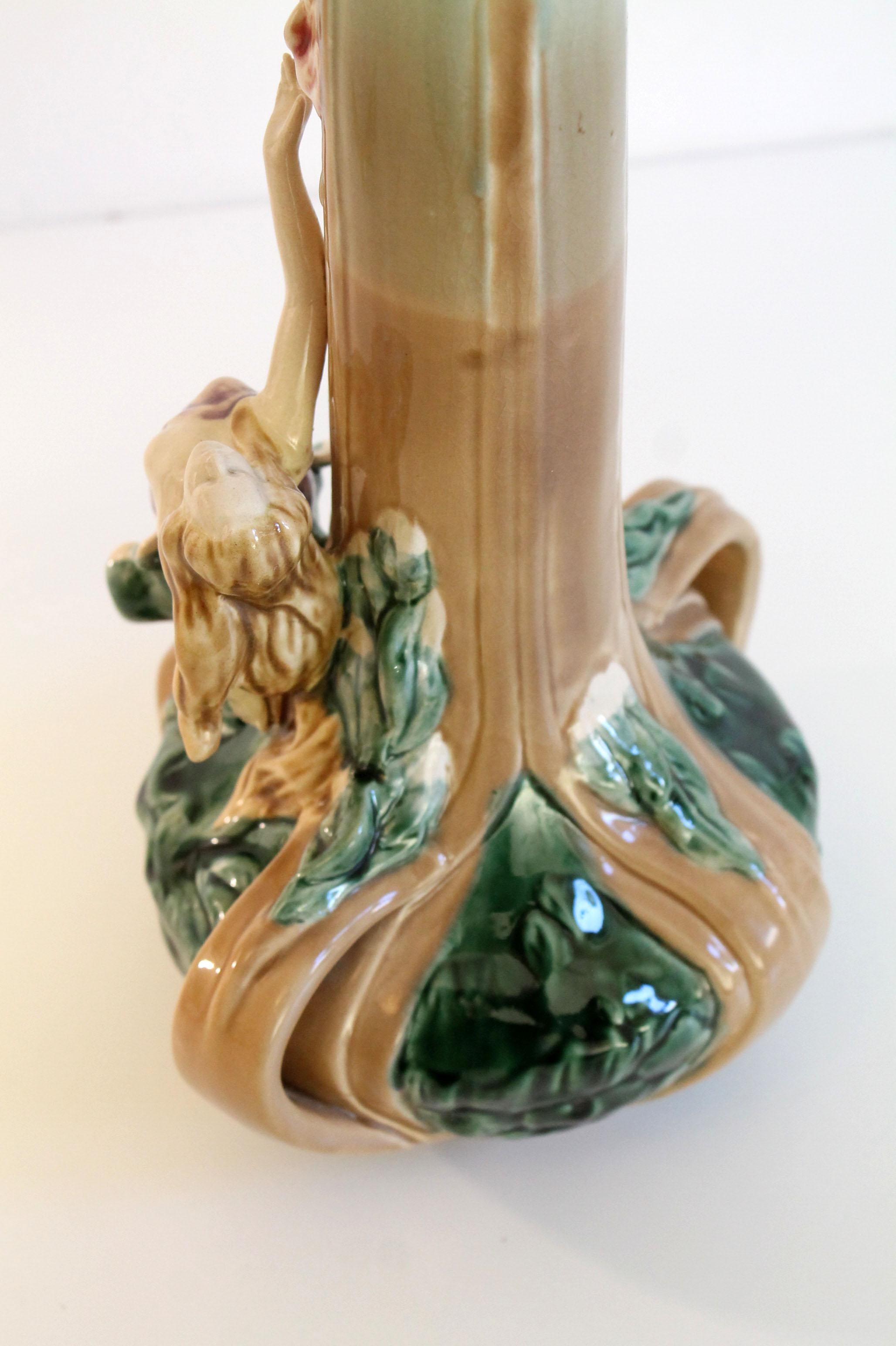 Art Nouveau Austrian Majolica 'ca.1900' Ceramic Vase Pristine For Sale 4