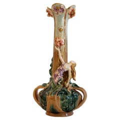 Art Nouveau Austrian Majolica 'ca.1900' Ceramic Vase Pristine