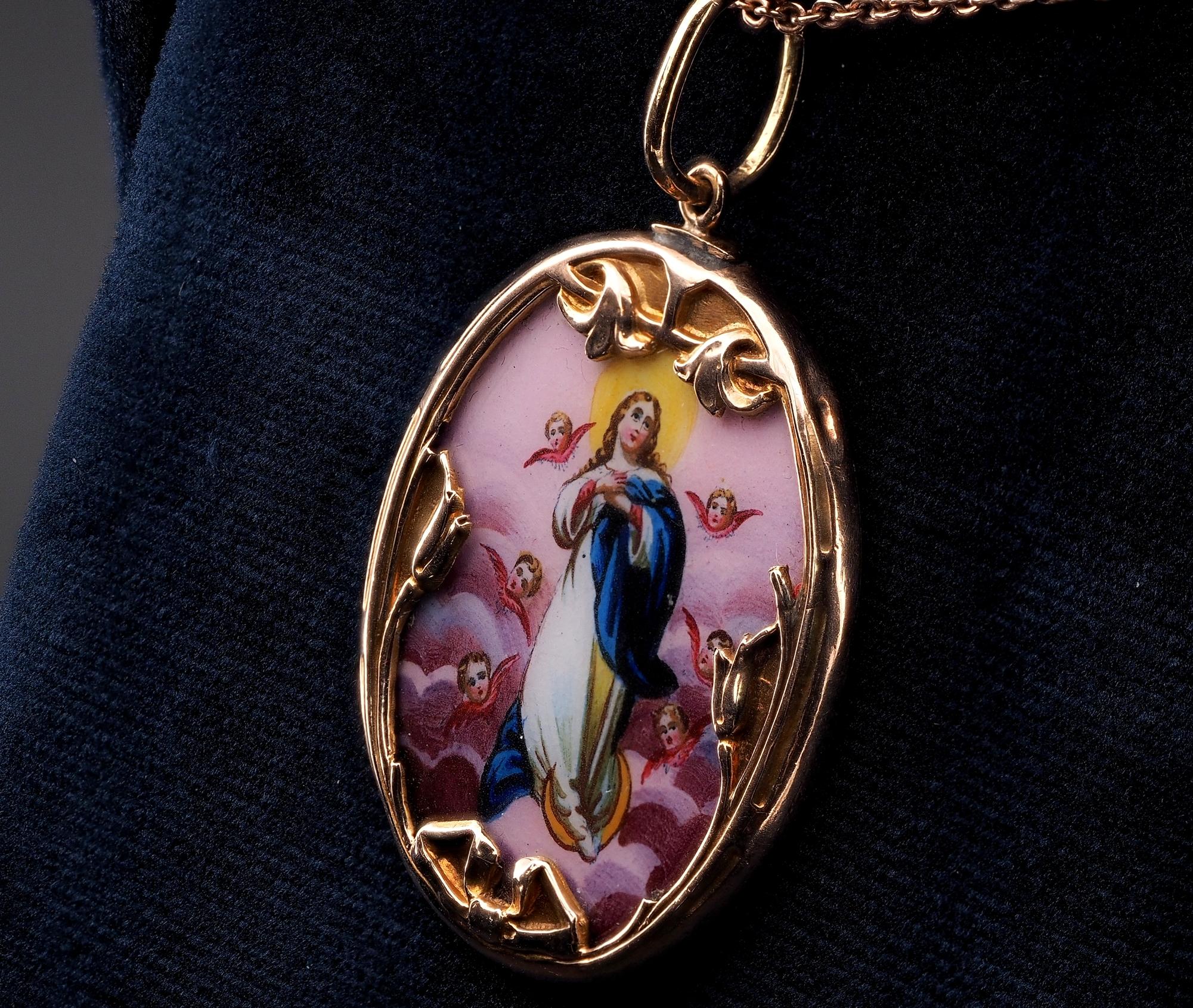 antique virgin mary pendant