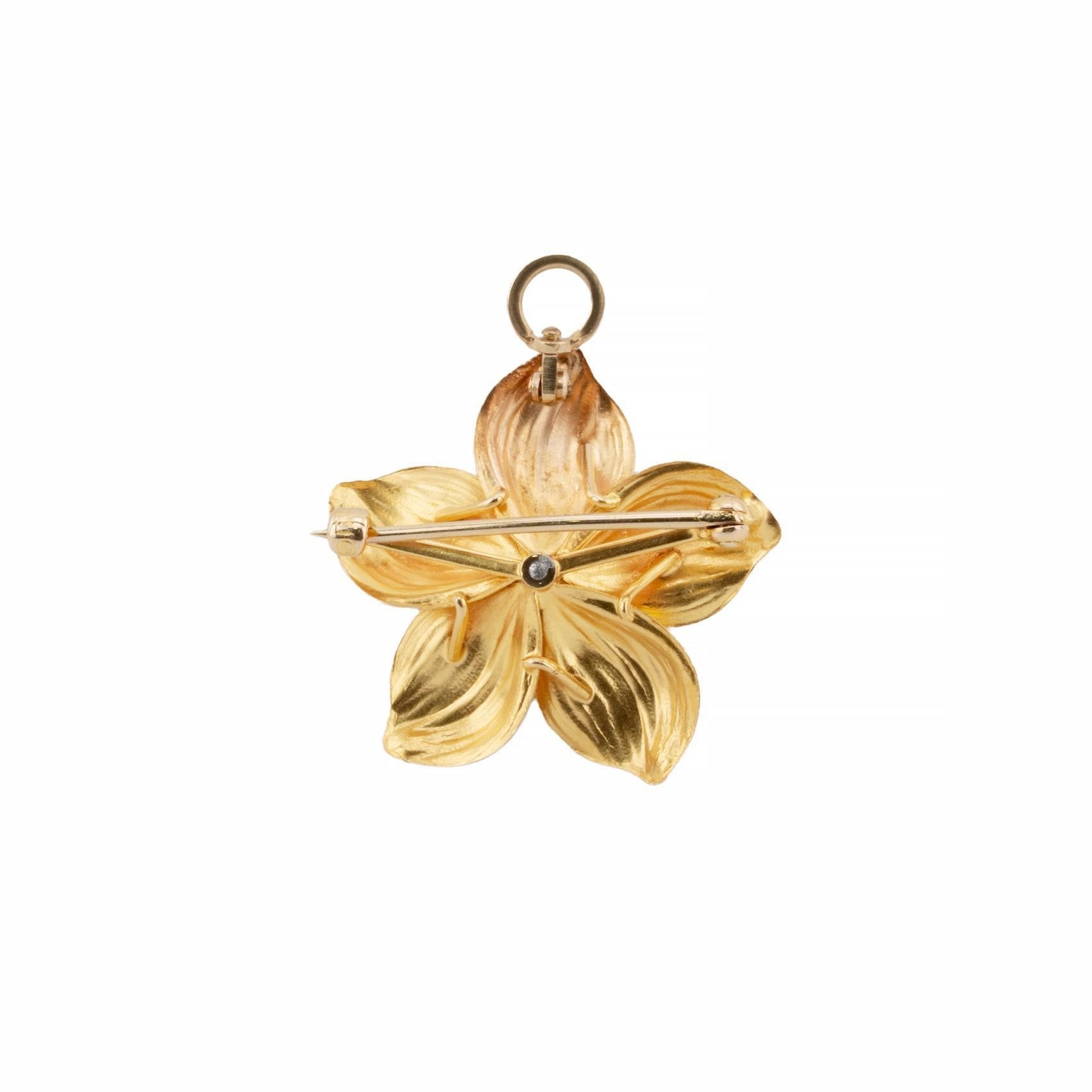 Donna Ciondolo convertibile Art Nouveau Azalea Flower con Diamonds Mine Cut da 0,15 ct. in vendita
