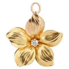 Ciondolo convertibile Art Nouveau Azalea Flower con Diamonds Mine Cut da 0,15 ct.