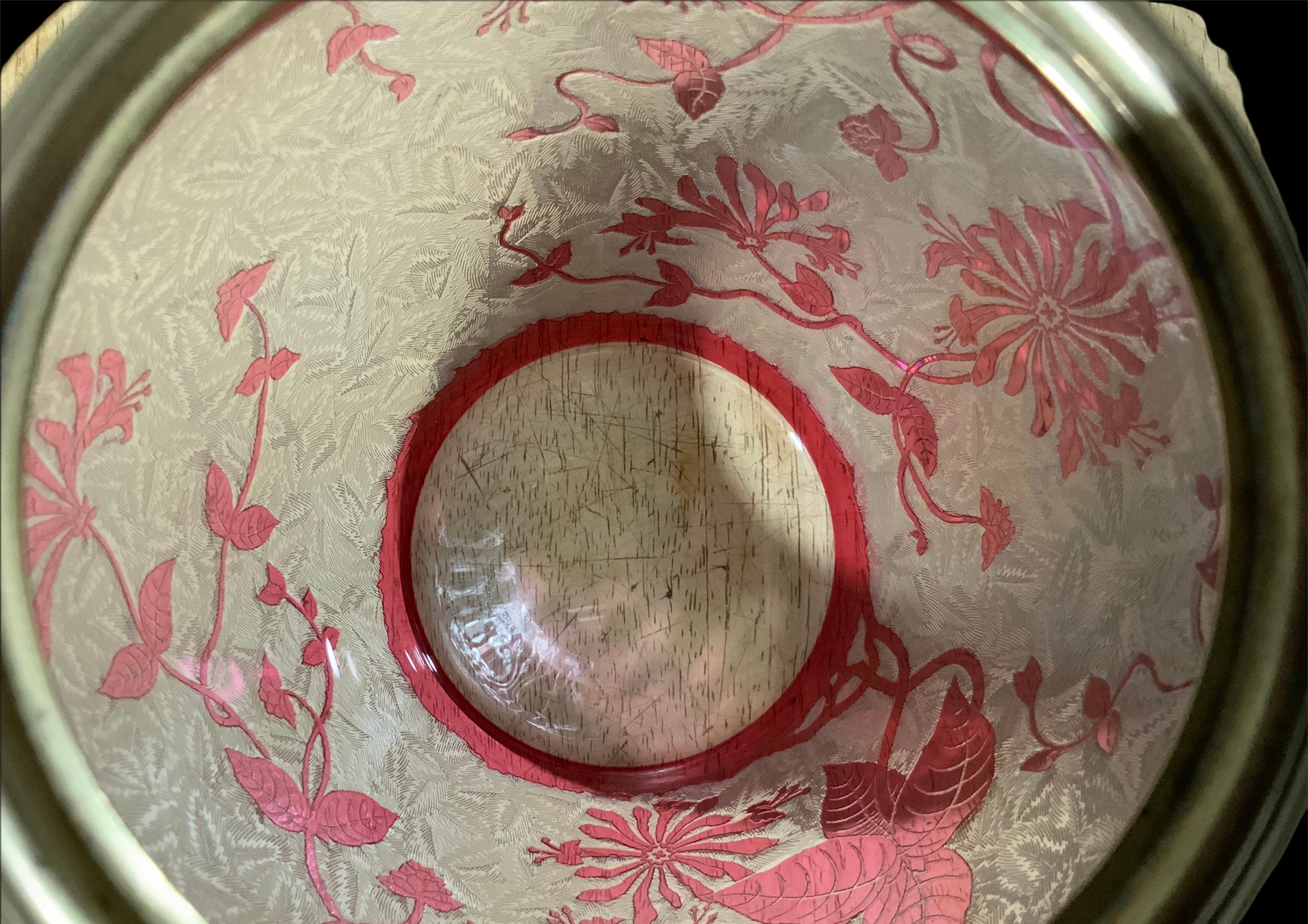Engraved Art Nouveau Baccarat Crystal Cookie Lidded Jar/Bowl