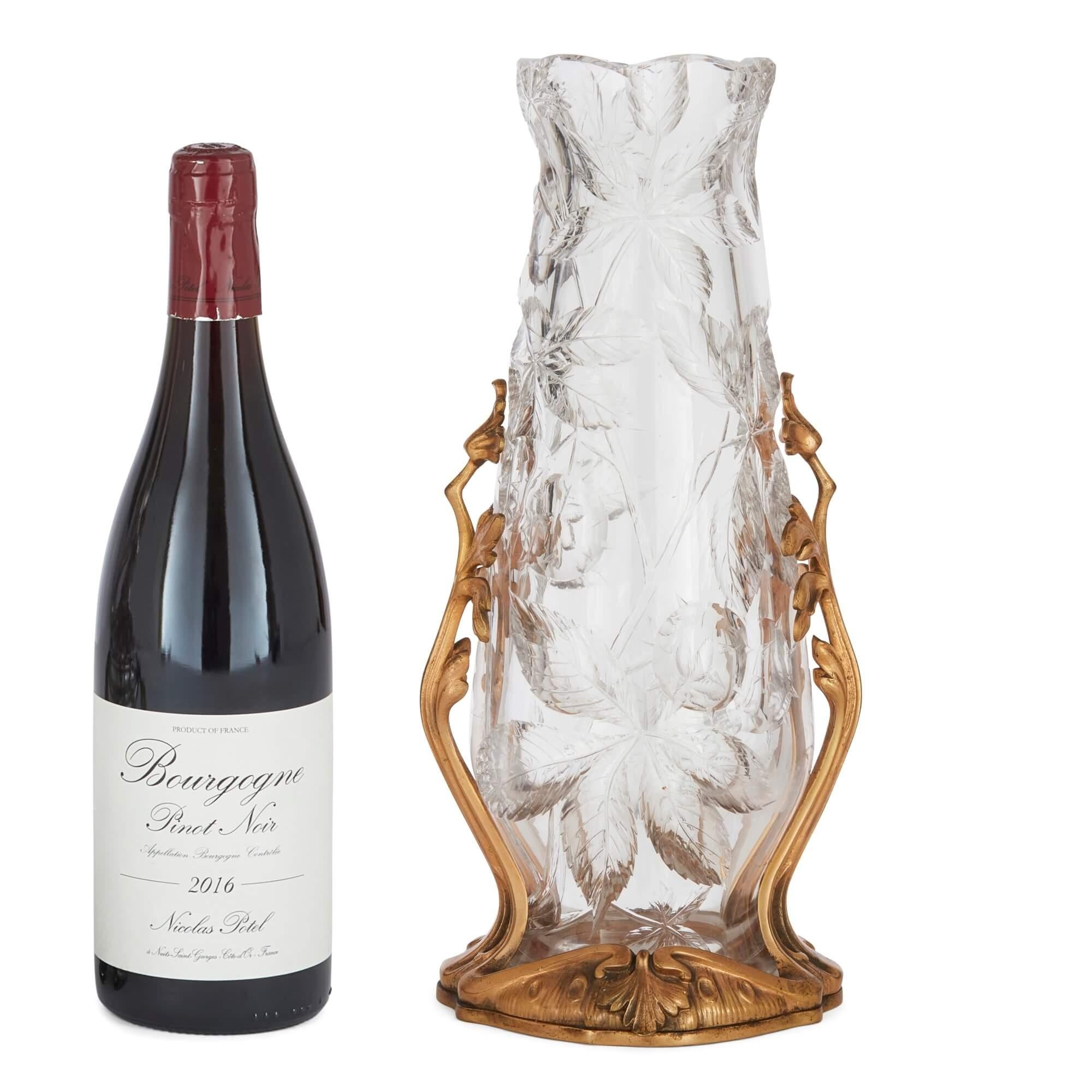 Art Nouveau Baccarat Crystal Vase with Ormolu Base For Sale 2
