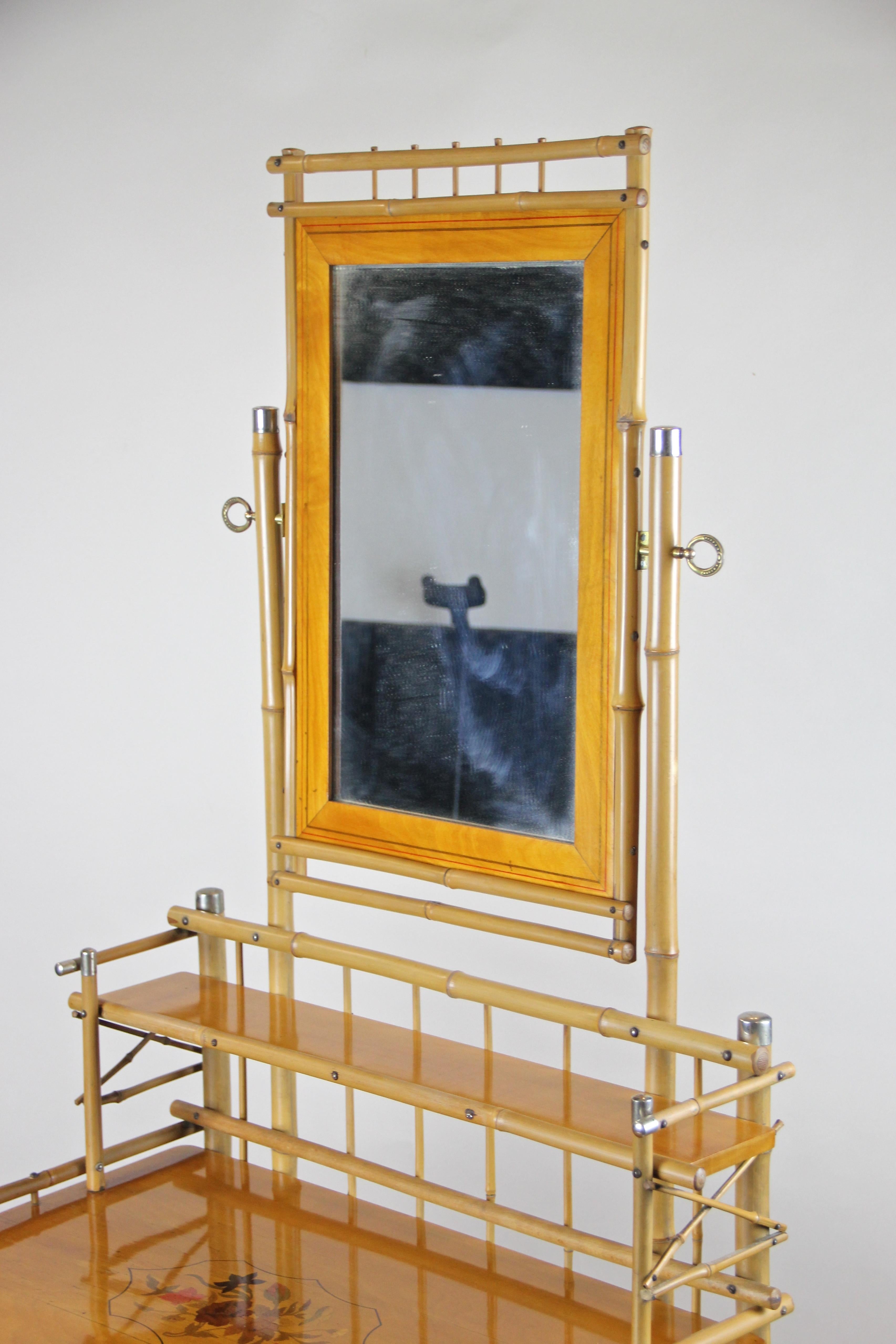 Art Nouveau Bamboo Vanity Table, Austria, circa 1910 10