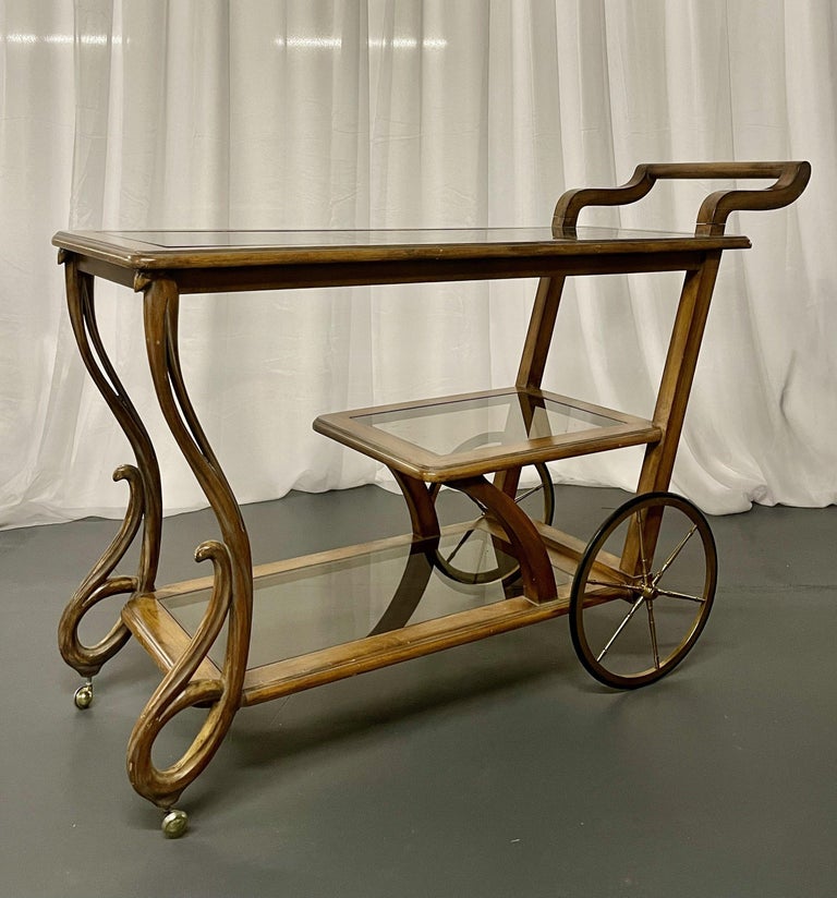Art Nouveau Bar Cart, Rolling Cart, Serving Cart, Casters, Storage For