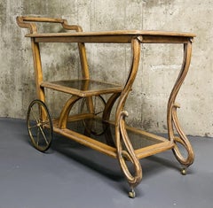 Art Nouveau Bar Cart, Rolling Cart, Serving Cart, Casters, Storage