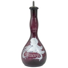 Art Nouveau Barber Bottle, Hand Blown Amethyst Glass, circa 1890, Mary Gregory