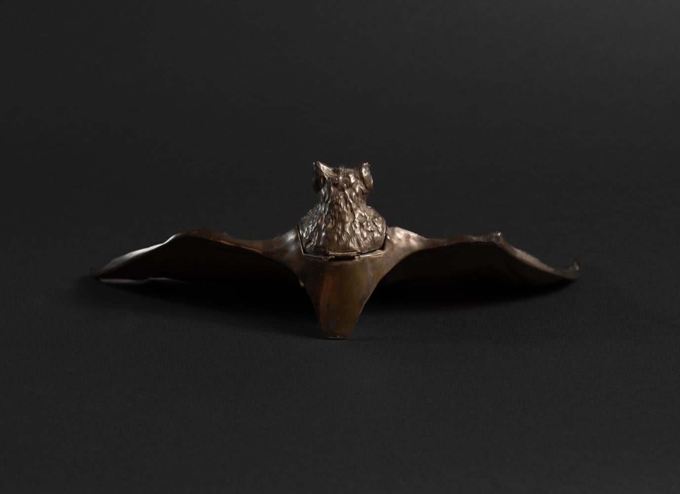 Art Nouveau Bat Inkwell by Unknown French Artist For Sale 1