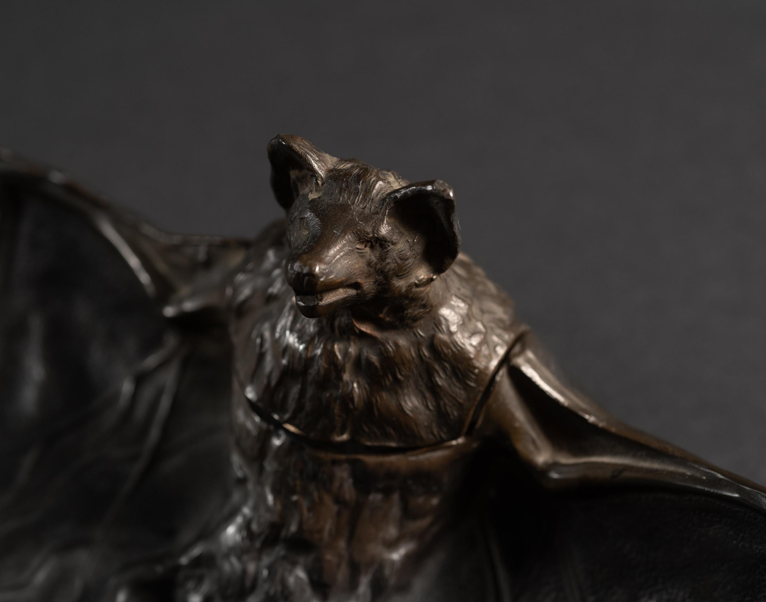 Art Nouveau Bat Inkwell by Unknown French Artist For Sale 2