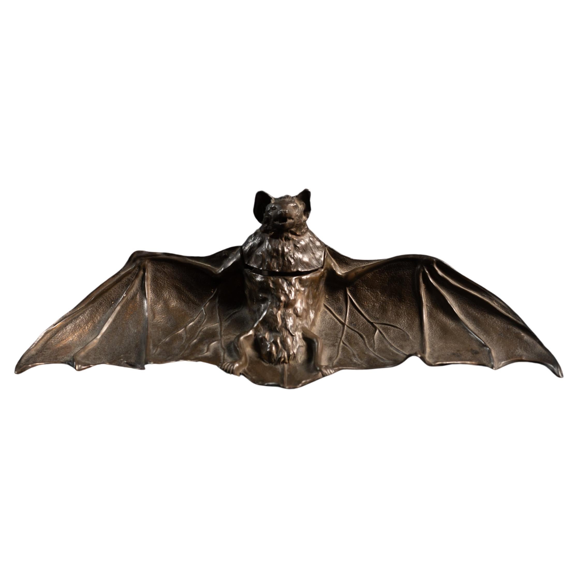 Art Nouveau Bat Inkwell by Unknown French Artist For Sale