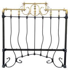 Art Nouveau bed headboard, France, wrought iron and gilt brass
