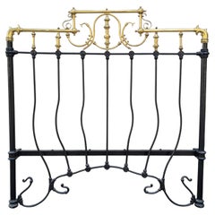 Art Nouveau bed headboard, France, wrought iron and gilt brass