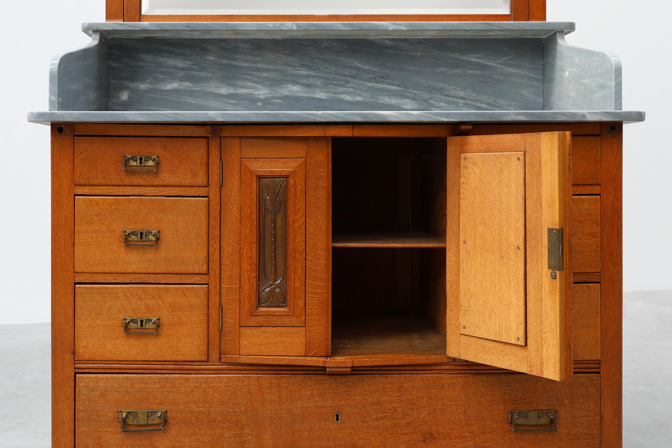 Art Nouveau bedroom set attr. to De Coene with artwork by Geo Verbanck, Belgium For Sale 12