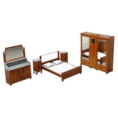 Art Nouveau bedroom set attr. to De Coene with artwork by Geo Verbanck, Belgium