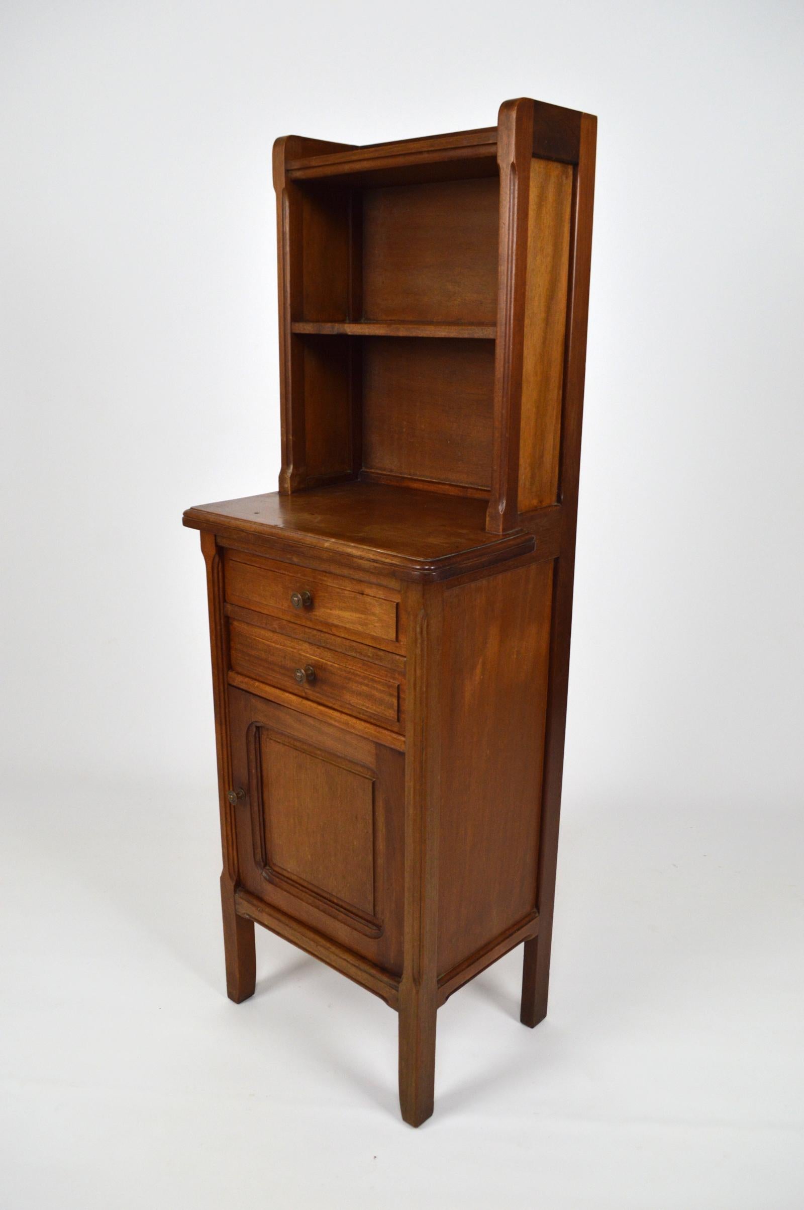 French Art Nouveau Bedside Table by Mathieu Gallerey in Mahogany, France, circa 1920 For Sale