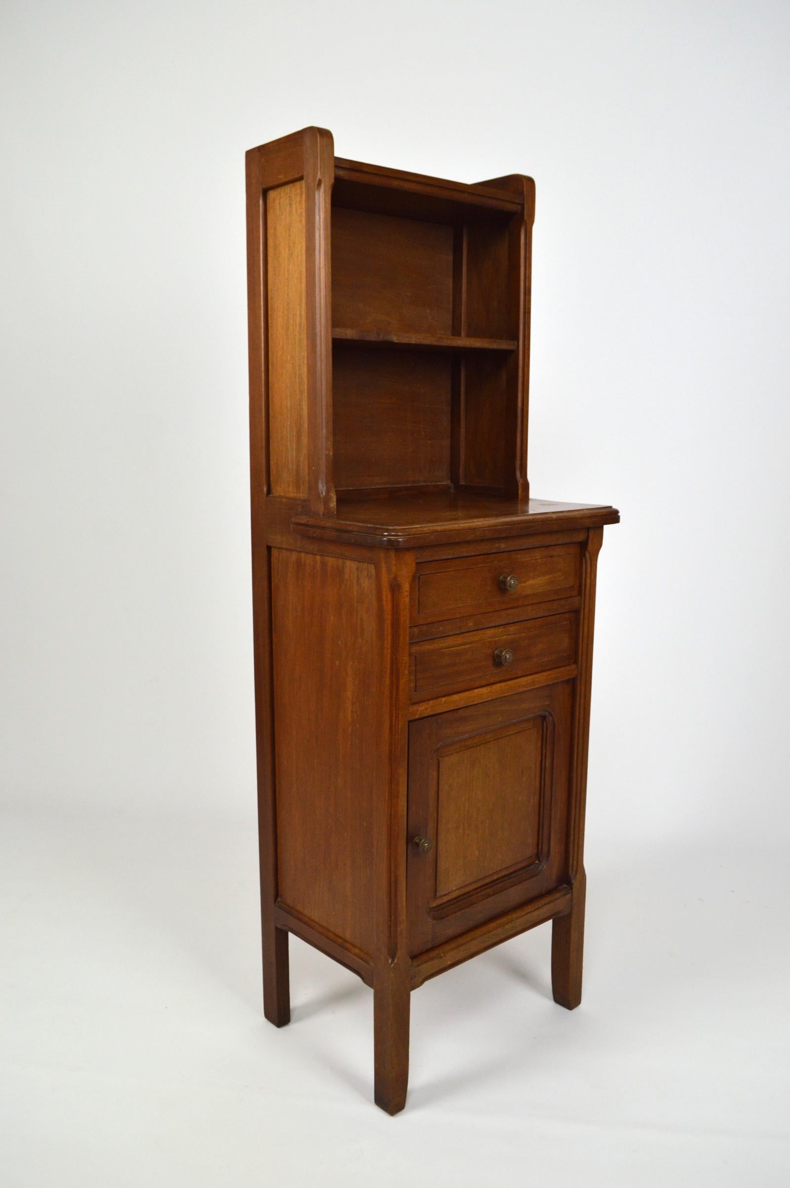 Art Nouveau Bedside Table by Mathieu Gallerey in Mahogany, France, circa 1920 In Good Condition For Sale In VÉZELAY, FR
