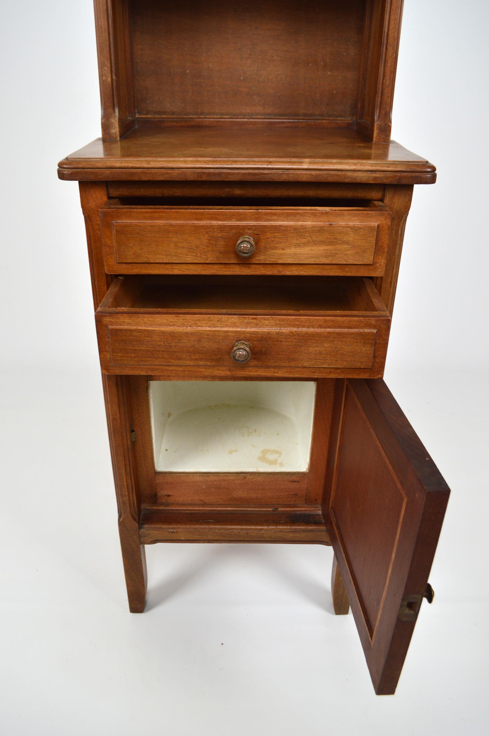 Art Nouveau Bedside Table by Mathieu Gallerey in Mahogany, France, circa 1920 For Sale 1