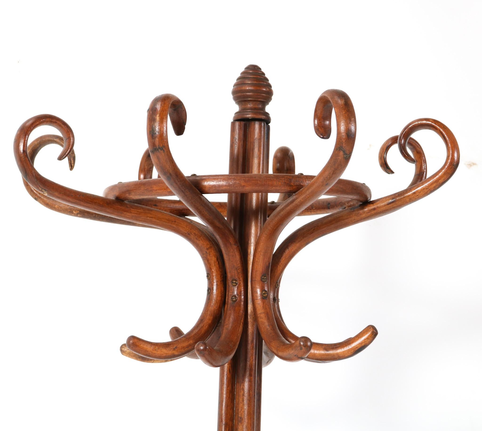 French Art Nouveau Beech Bentwood Hat and Coat Stand, 1900s For Sale
