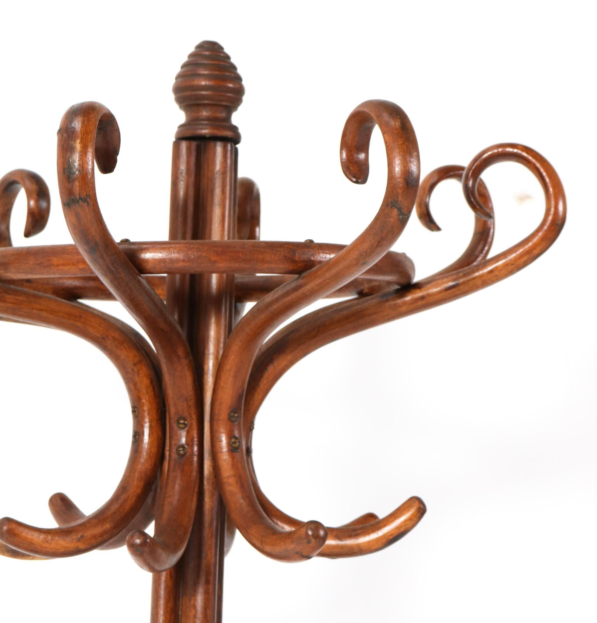 Early 20th Century Art Nouveau Beech Bentwood Hat and Coat Stand, 1900s For Sale