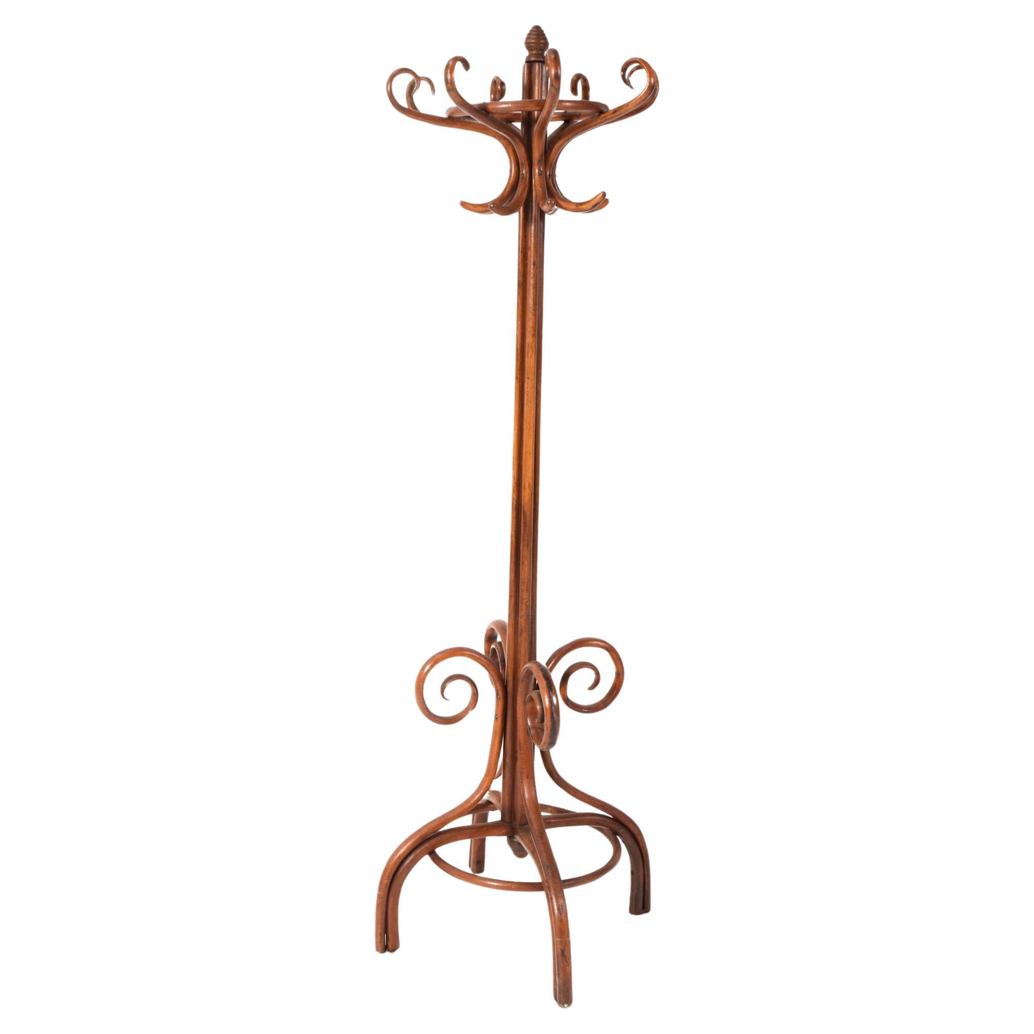 Art Nouveau Beech Bentwood Hat and Coat Stand, 1900s For Sale