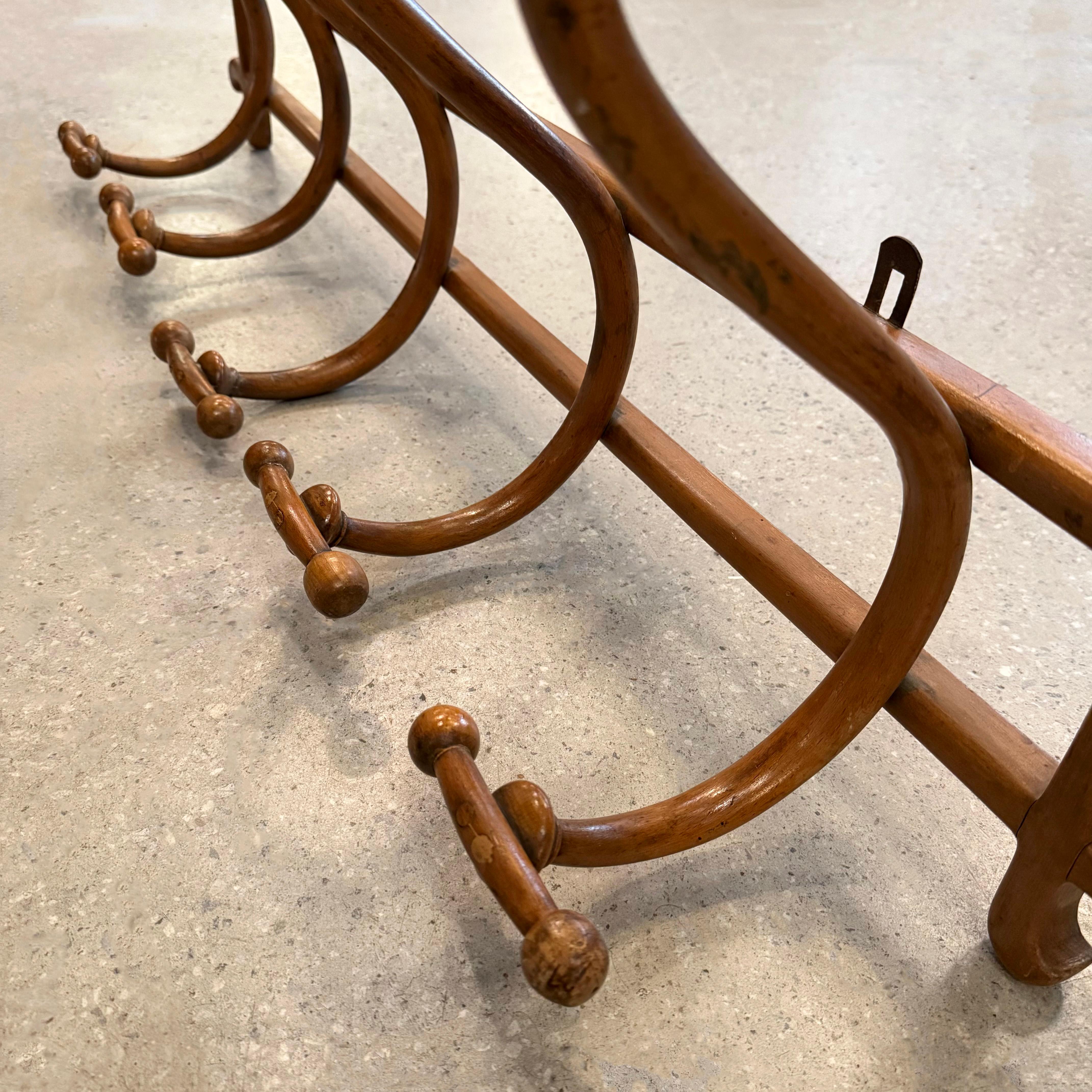 Austrian Art Nouveau Beech Bentwood Wall Coatrack By Gebrüder Thonet