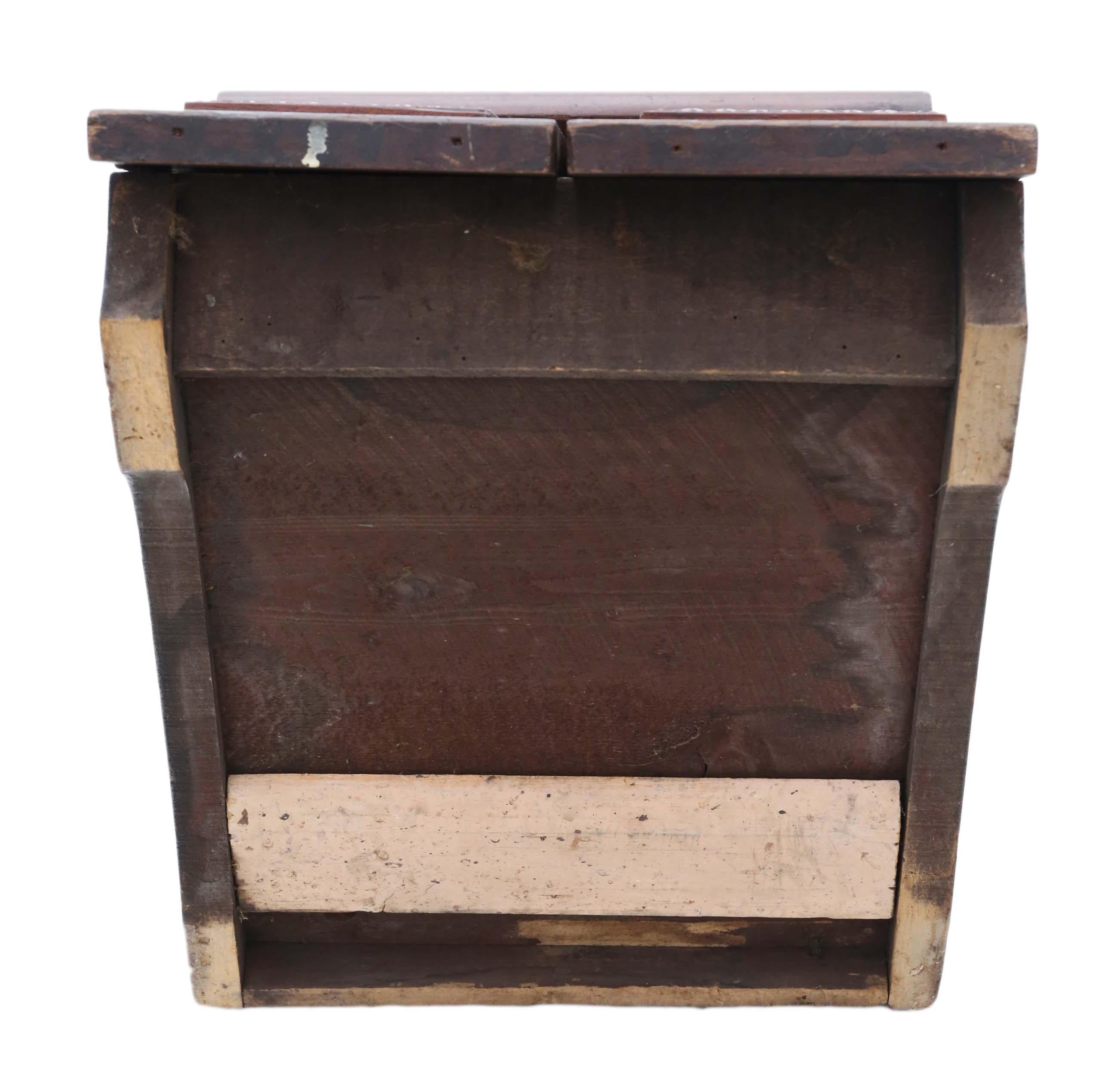 Art Nouveau Beech Walnut and Brass Coal Scuttle Box For Sale 2