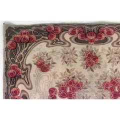 Art Nouveau Beige and Green Velvet Table Cover