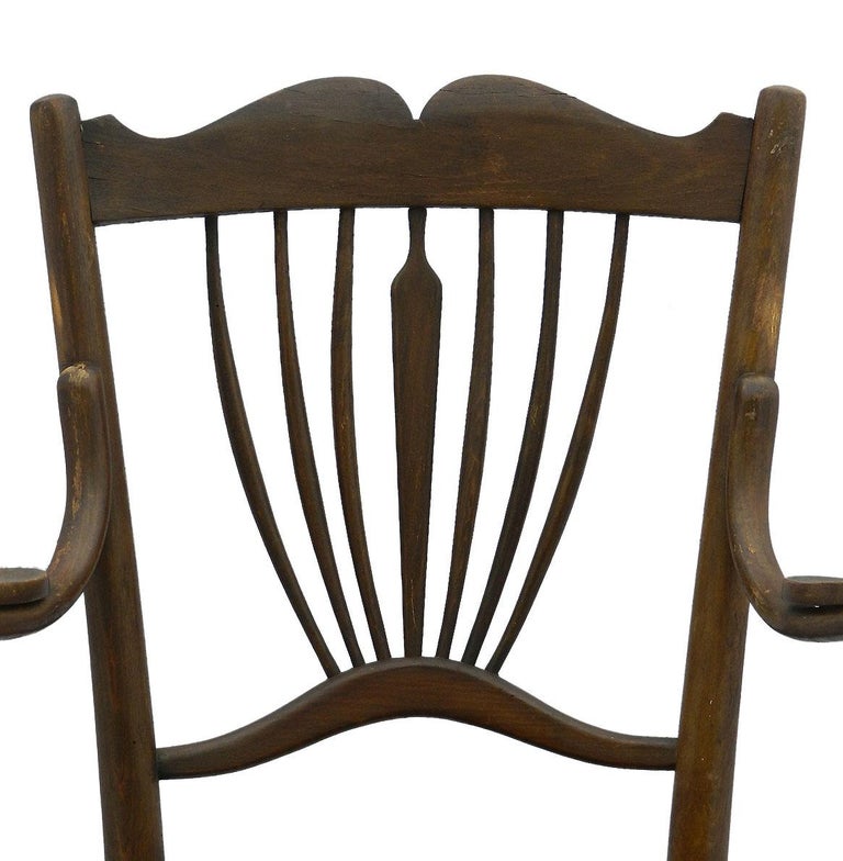 Vienna Secession Art Nouveau Bentwood Armchair Includes Refinishing and Recovering, circa 1900 For Sale