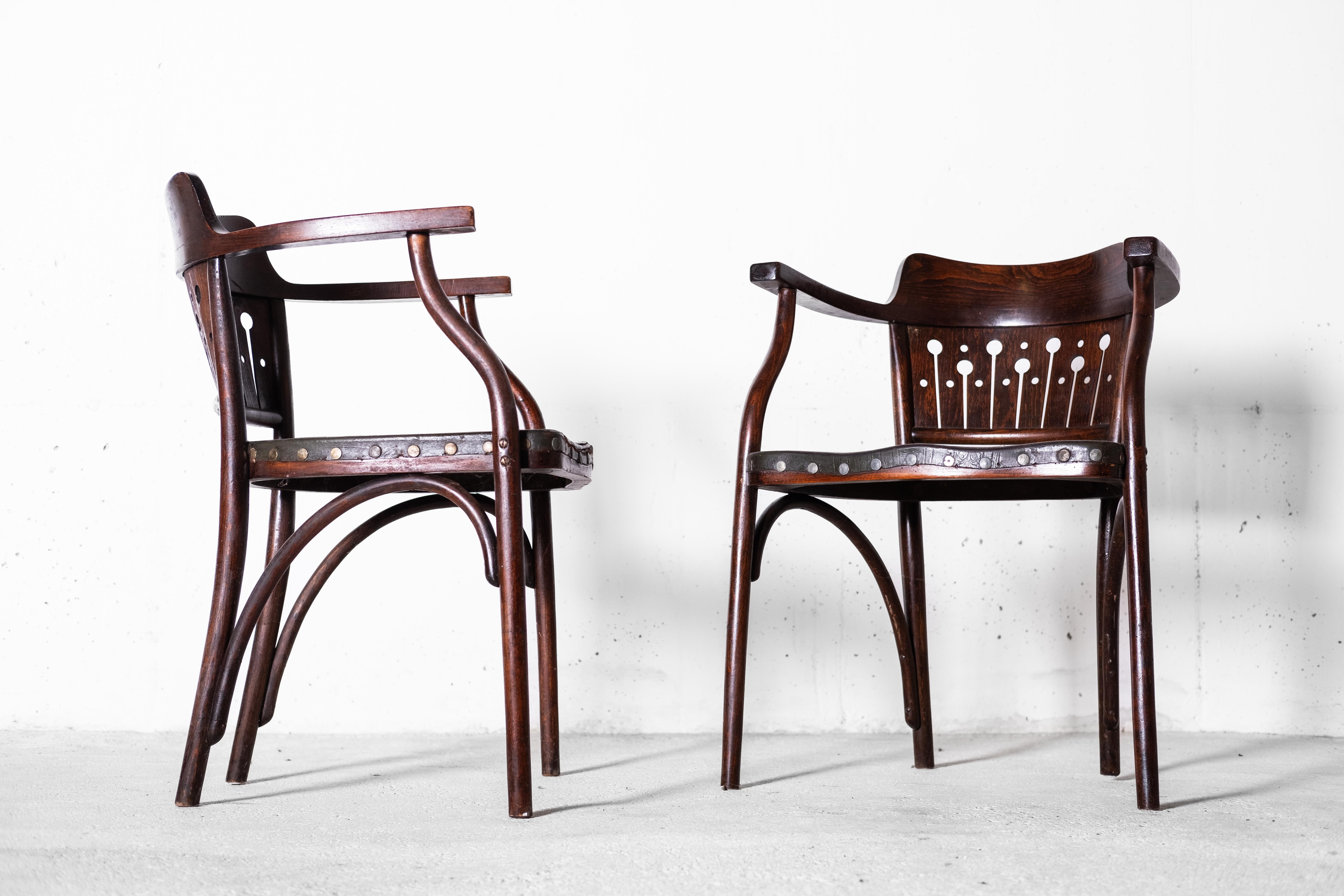 Art Nouveau Bentwood Armchairs by O. Wagner / G. Siegel, Thonet, Set of 2, 1905 For Sale 4