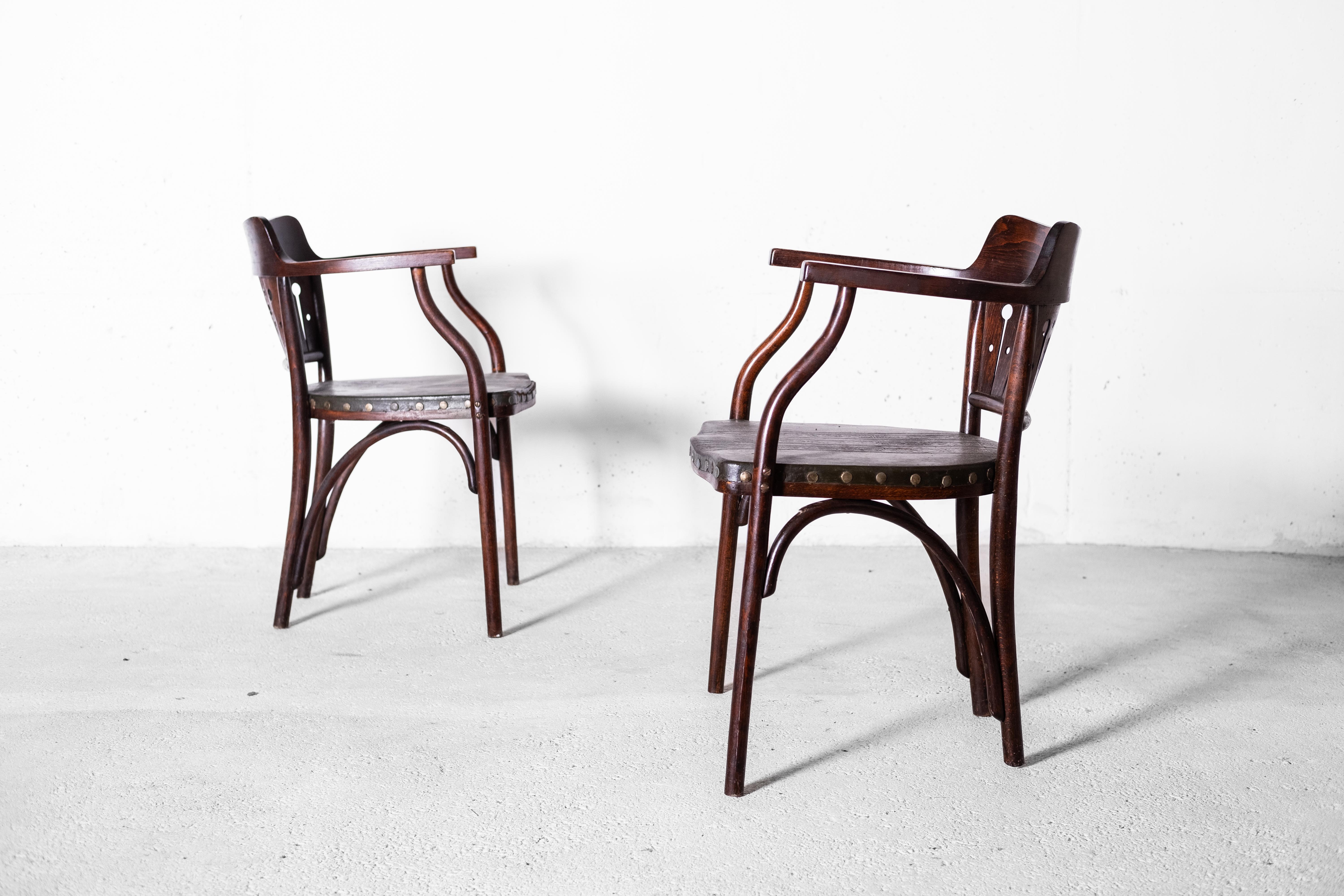 Art Nouveau Bentwood Armchairs by O. Wagner / G. Siegel, Thonet, Set of 2, 1905 For Sale 5