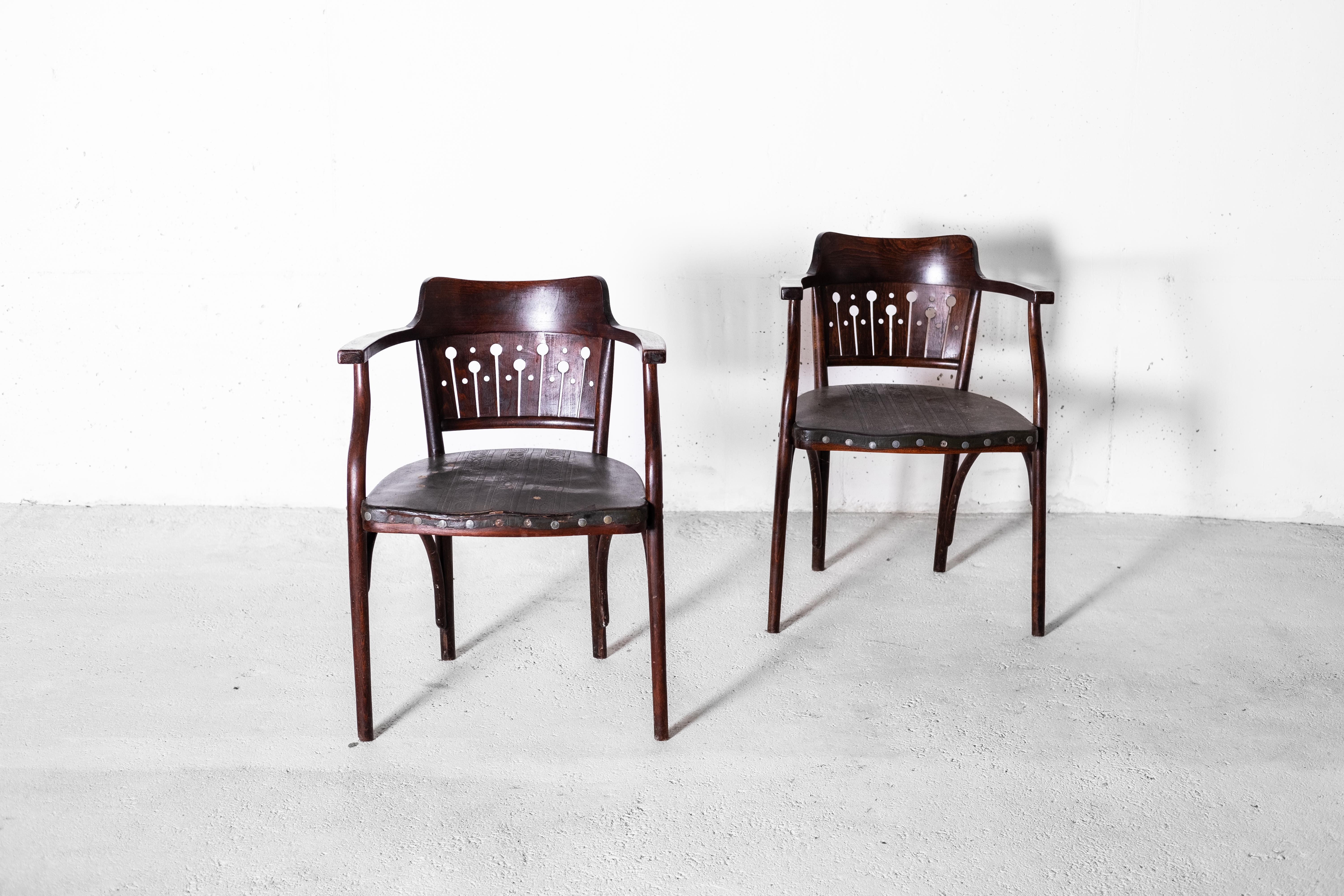 Art Nouveau Bentwood Armchairs by O. Wagner / G. Siegel, Thonet, Set of 2, 1905 For Sale 1