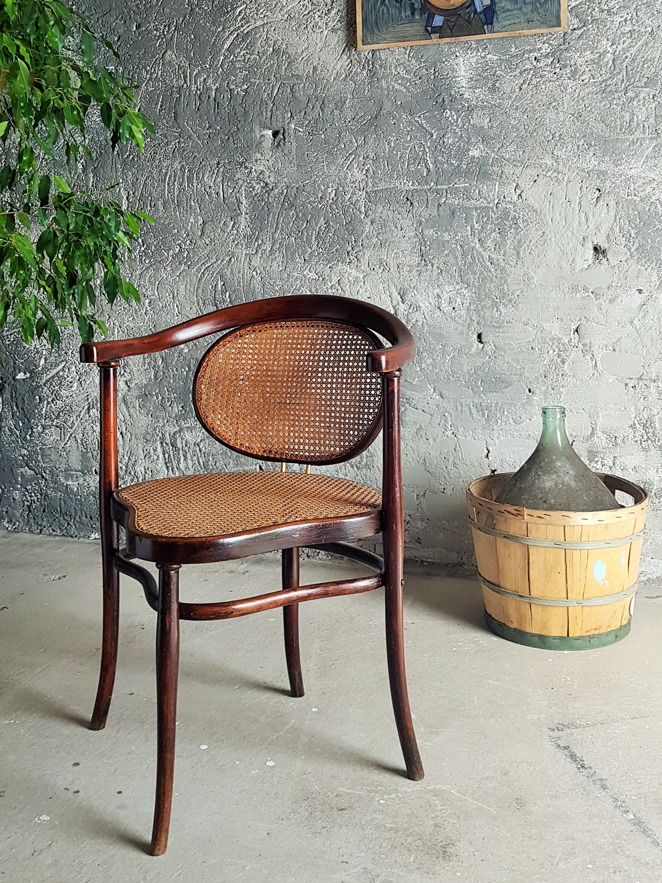 Austrian Art Nouveau Bentwood Braid Desk Chair by Thonet, Austria 1900