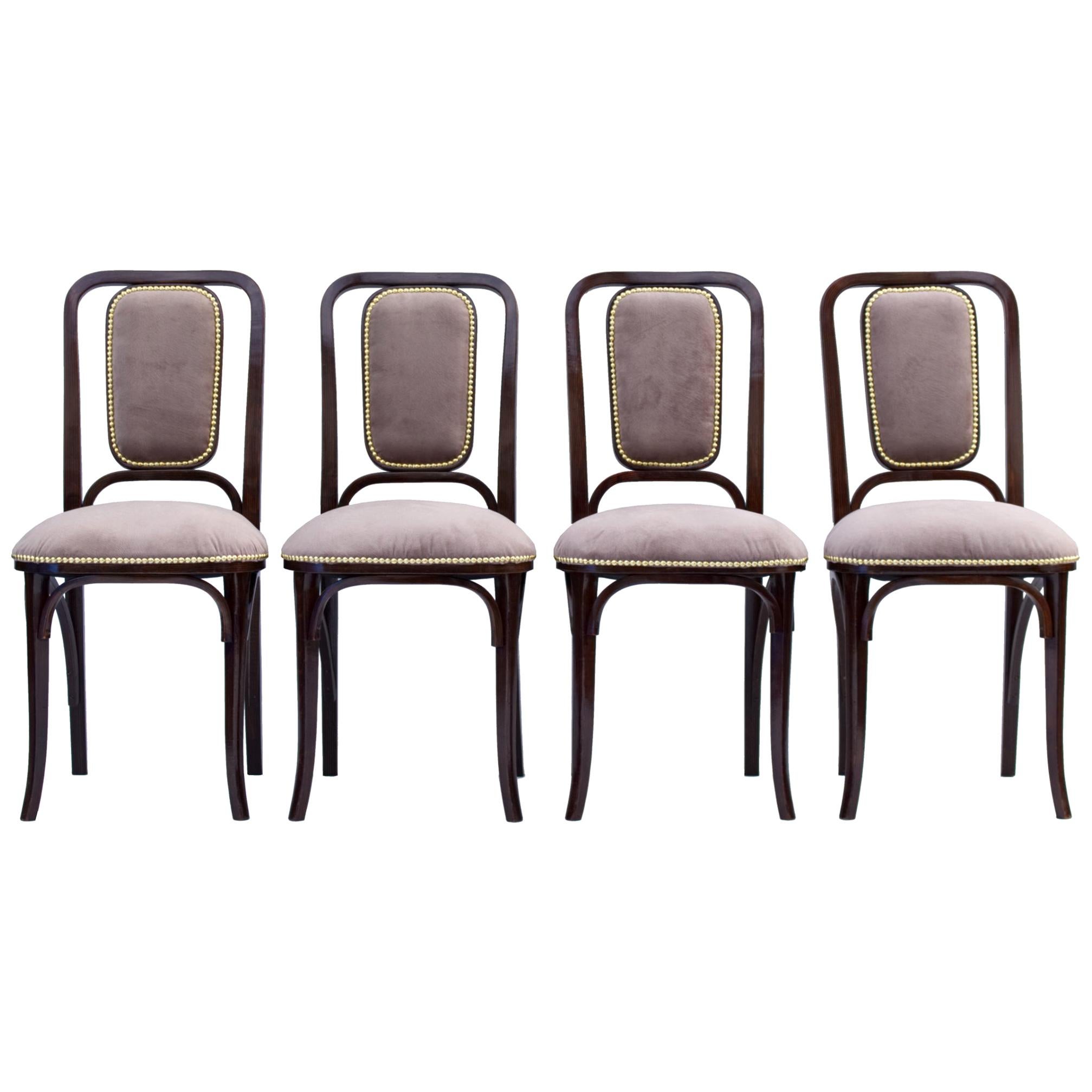 Art Nouveau Bentwood Chairs by Thonet circa 1905, Set of 4