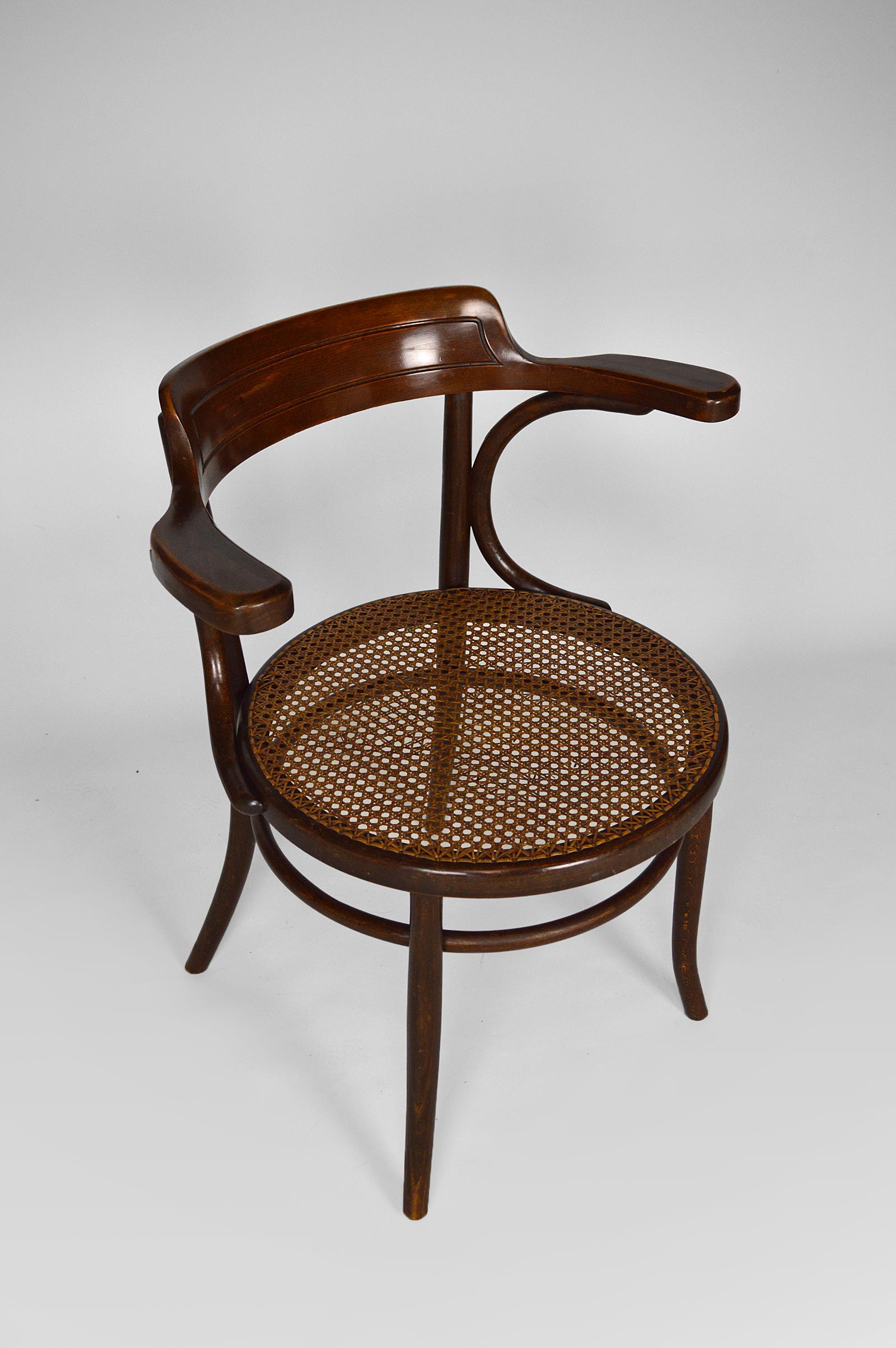 Schreibtischsessel aus Bugholz im Art nouveau-Stil von Fischel, um 1900 im Angebot 3