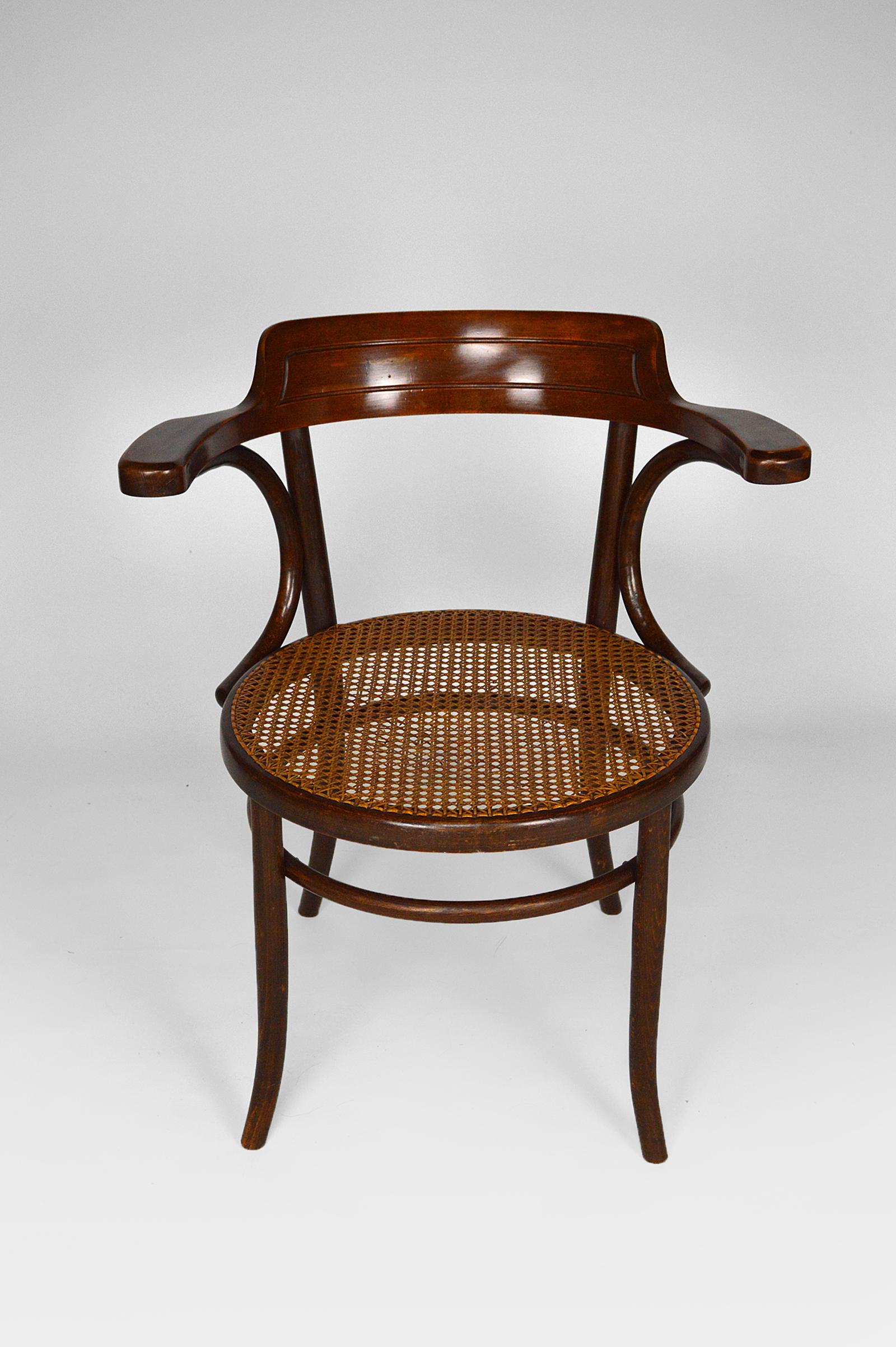 Czech Art Nouveau Bentwood Desk Armchair by Fischel, circa 1900 For Sale