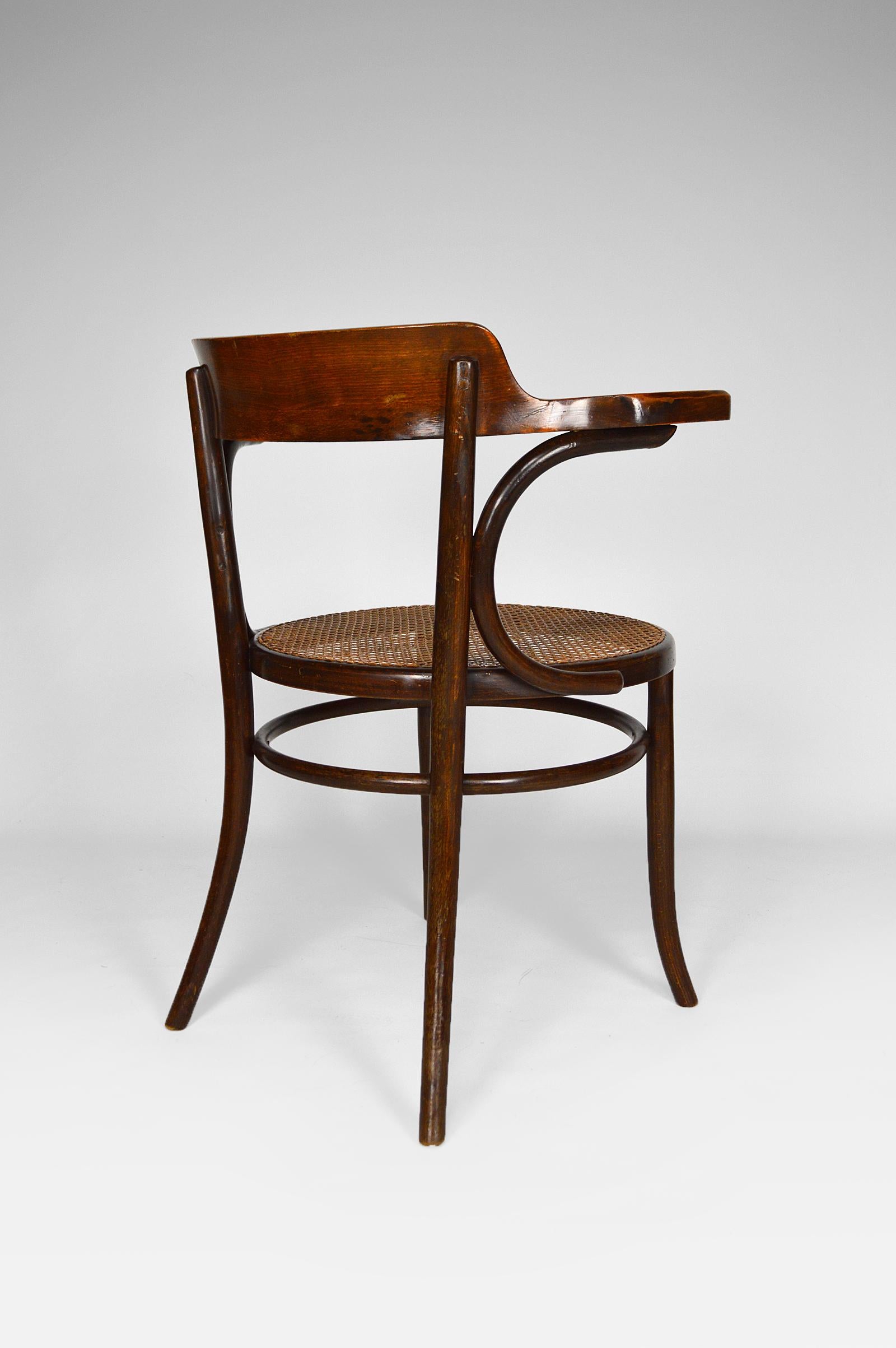 Early 20th Century Art Nouveau Bentwood Desk Armchair by Fischel, circa 1900 For Sale