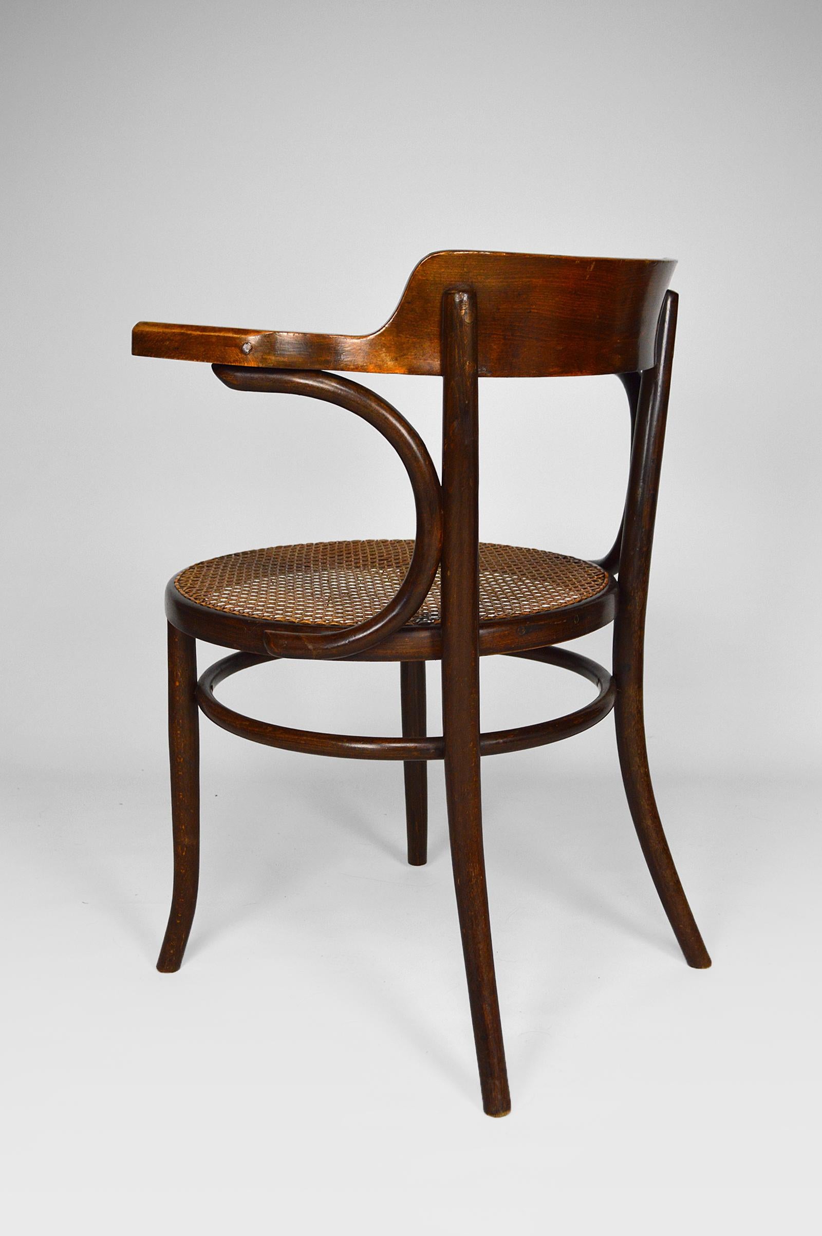 Schreibtischsessel aus Bugholz im Art nouveau-Stil von Fischel, um 1900 (Gehstock) im Angebot