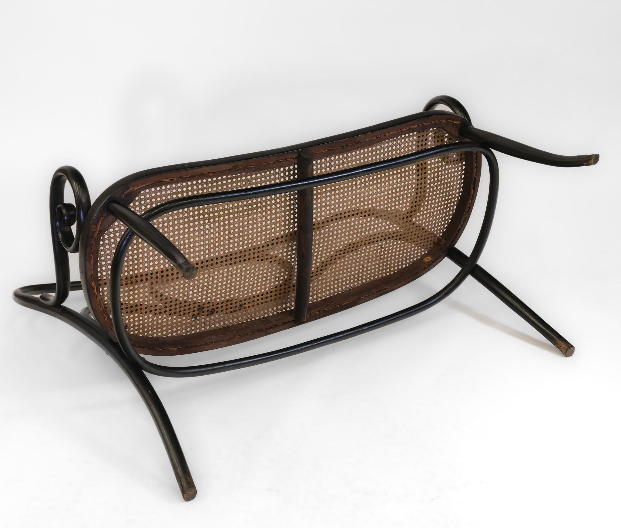 Banc Art Nouveau en bois cintré ébénisé vers 1900 en vente 9