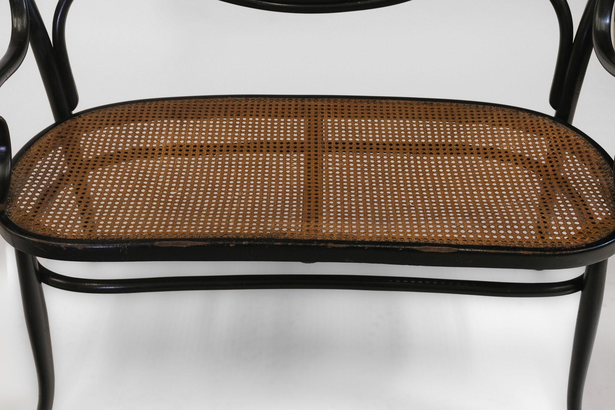 Banc Art Nouveau en bois cintré ébénisé vers 1900 en vente 11