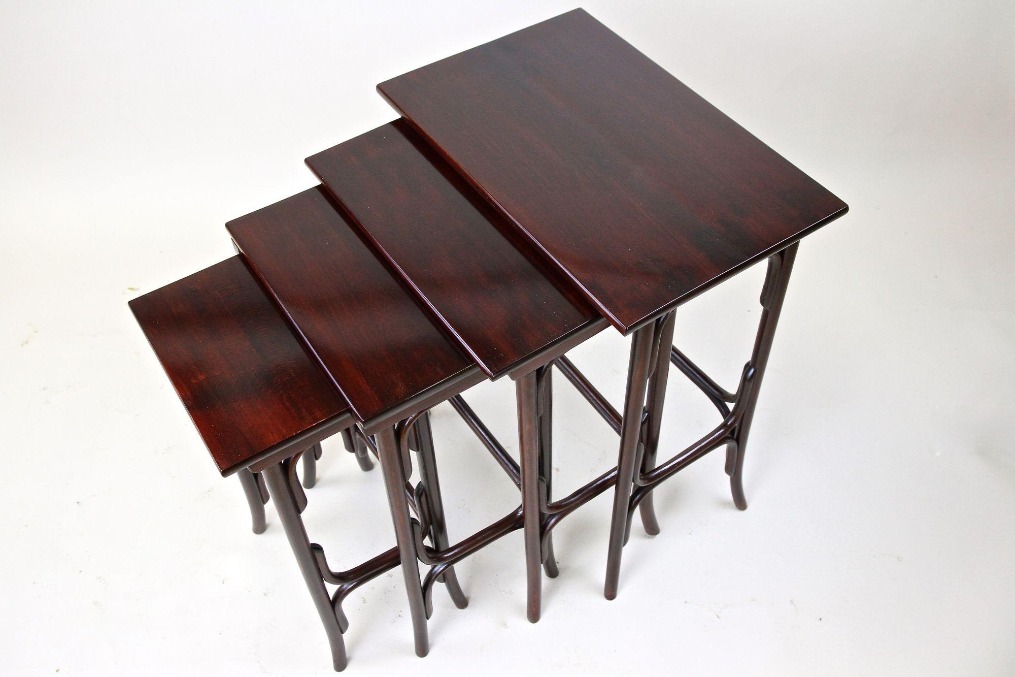 Art Nouveau Bentwood Nesting Tables by Thonet, Marked, Austria circa 1905 4